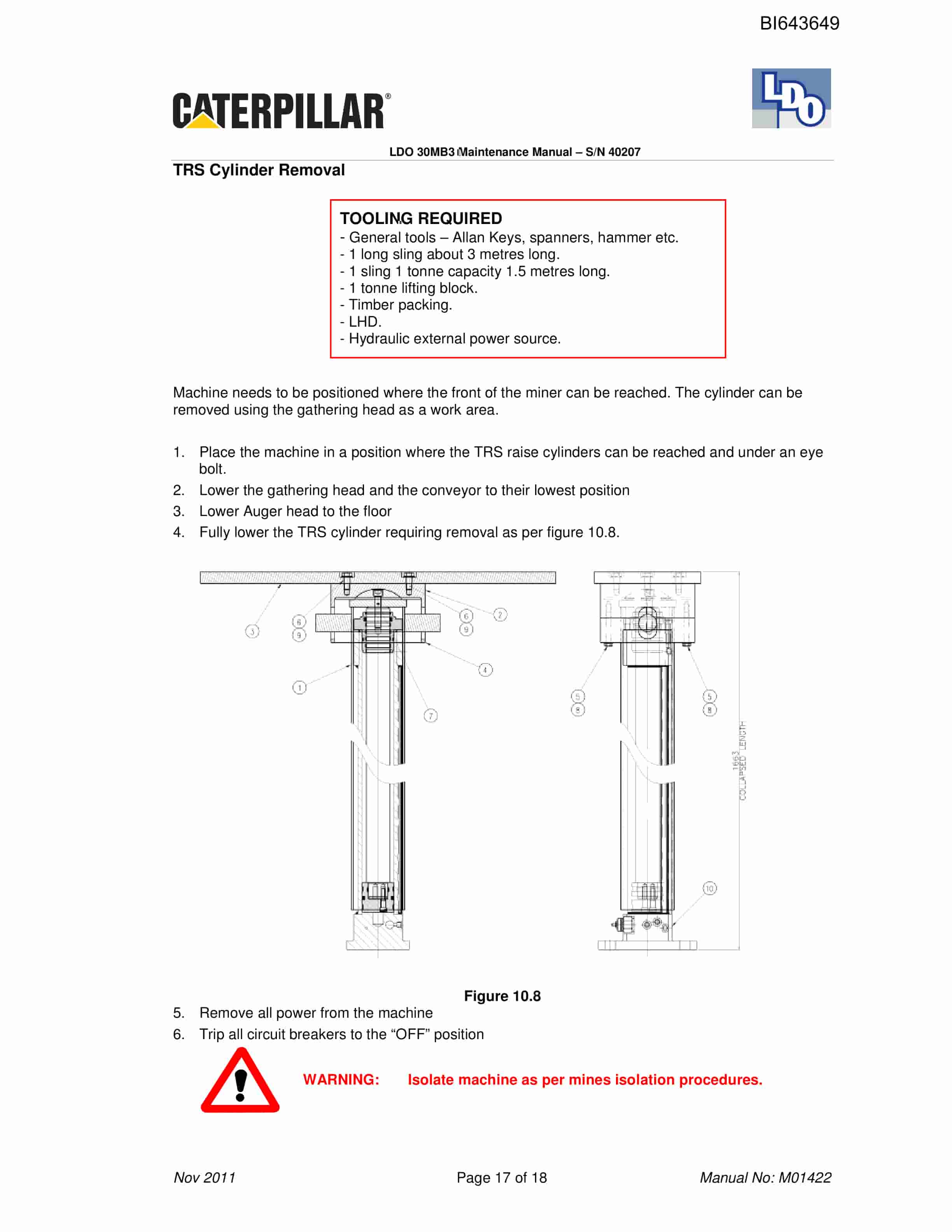 Caterpillar LDO 30MB3 Continuous Miner Maintenance Technical Manual BI643649-4