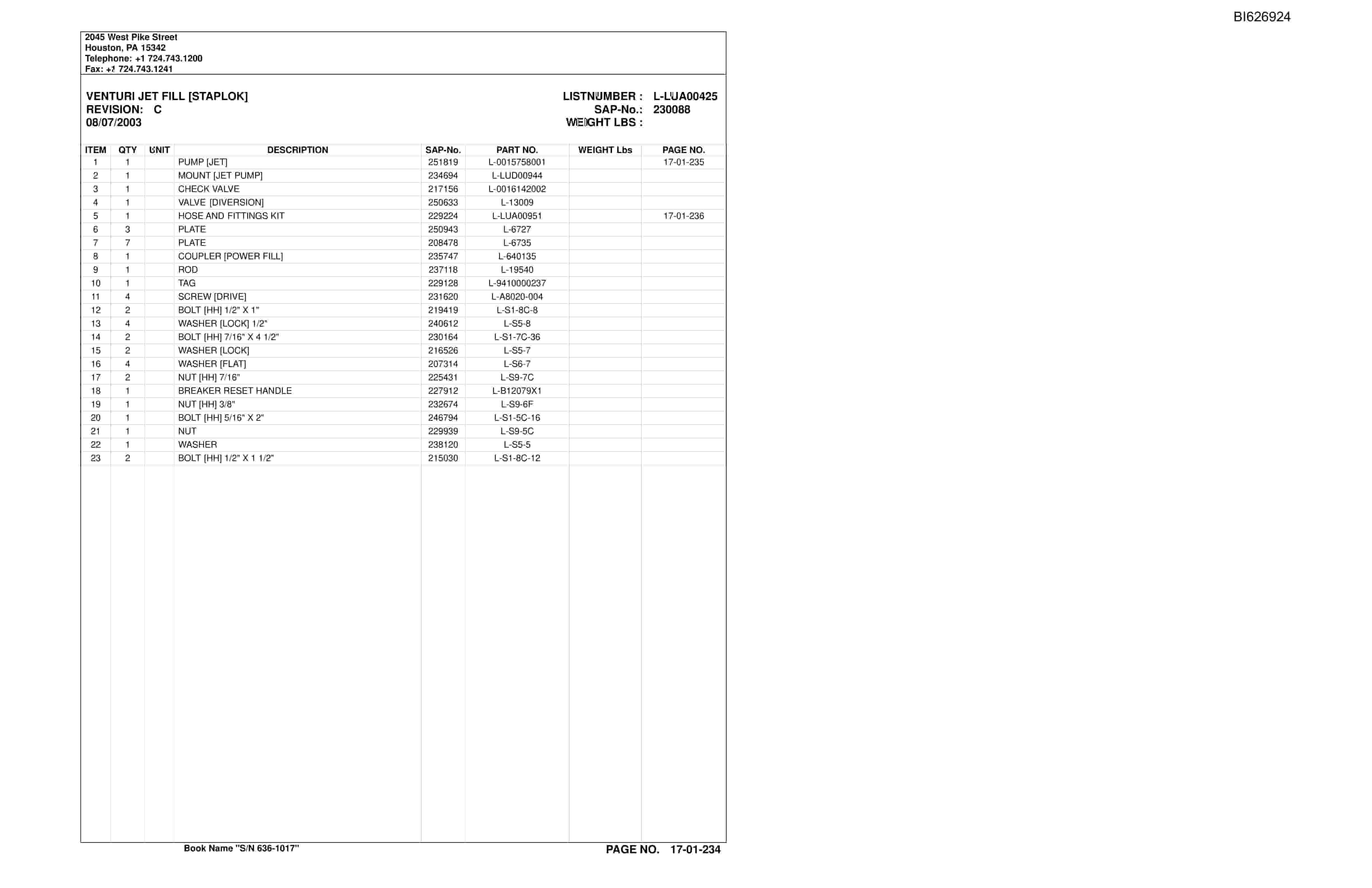 Caterpillar LE-37829 Consol Pennsylvanial Coal Parts Manual BI626924-5