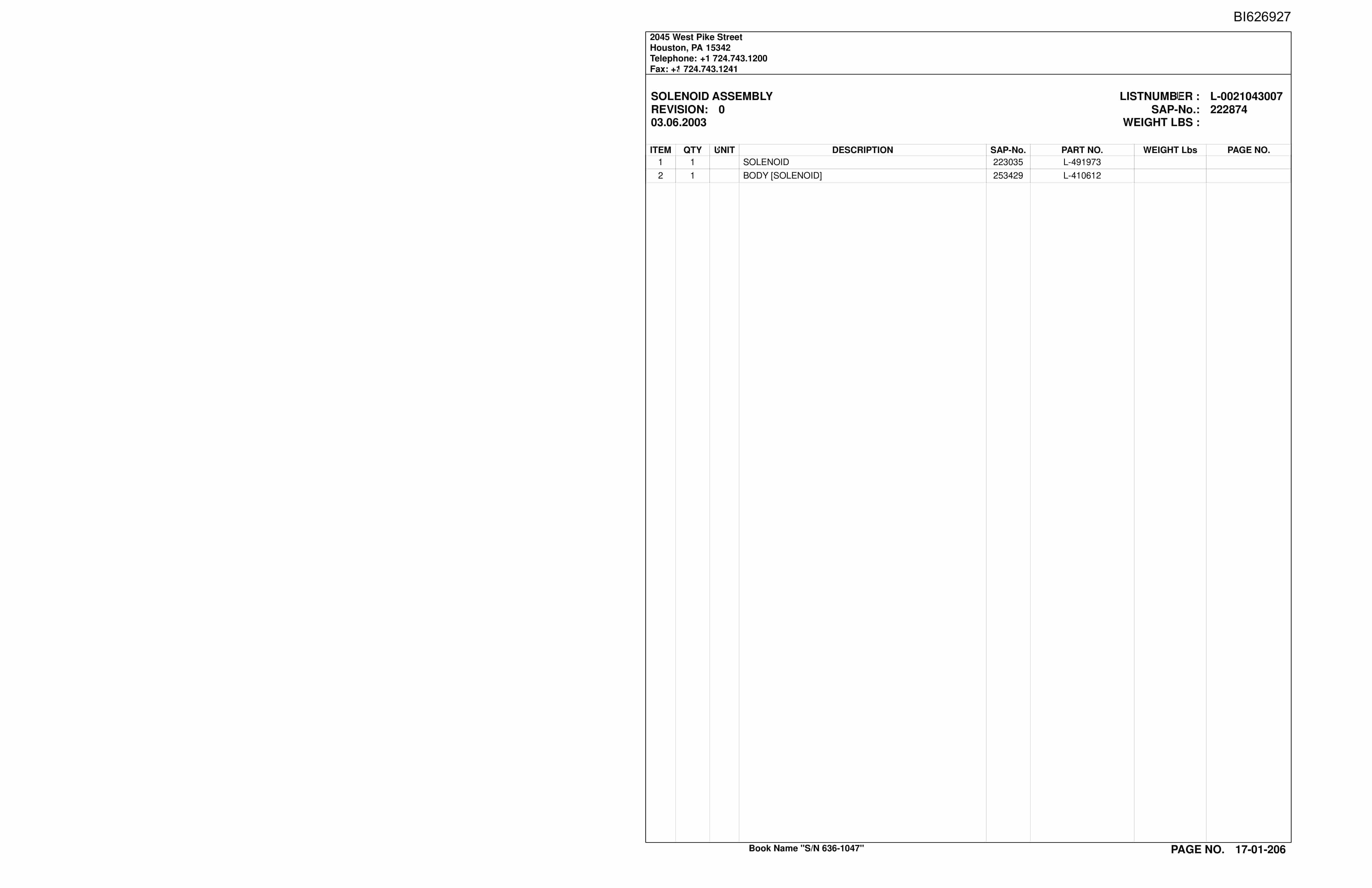Caterpillar LE-38714 Solvay Chemicals Parts Manual BI626927-3
