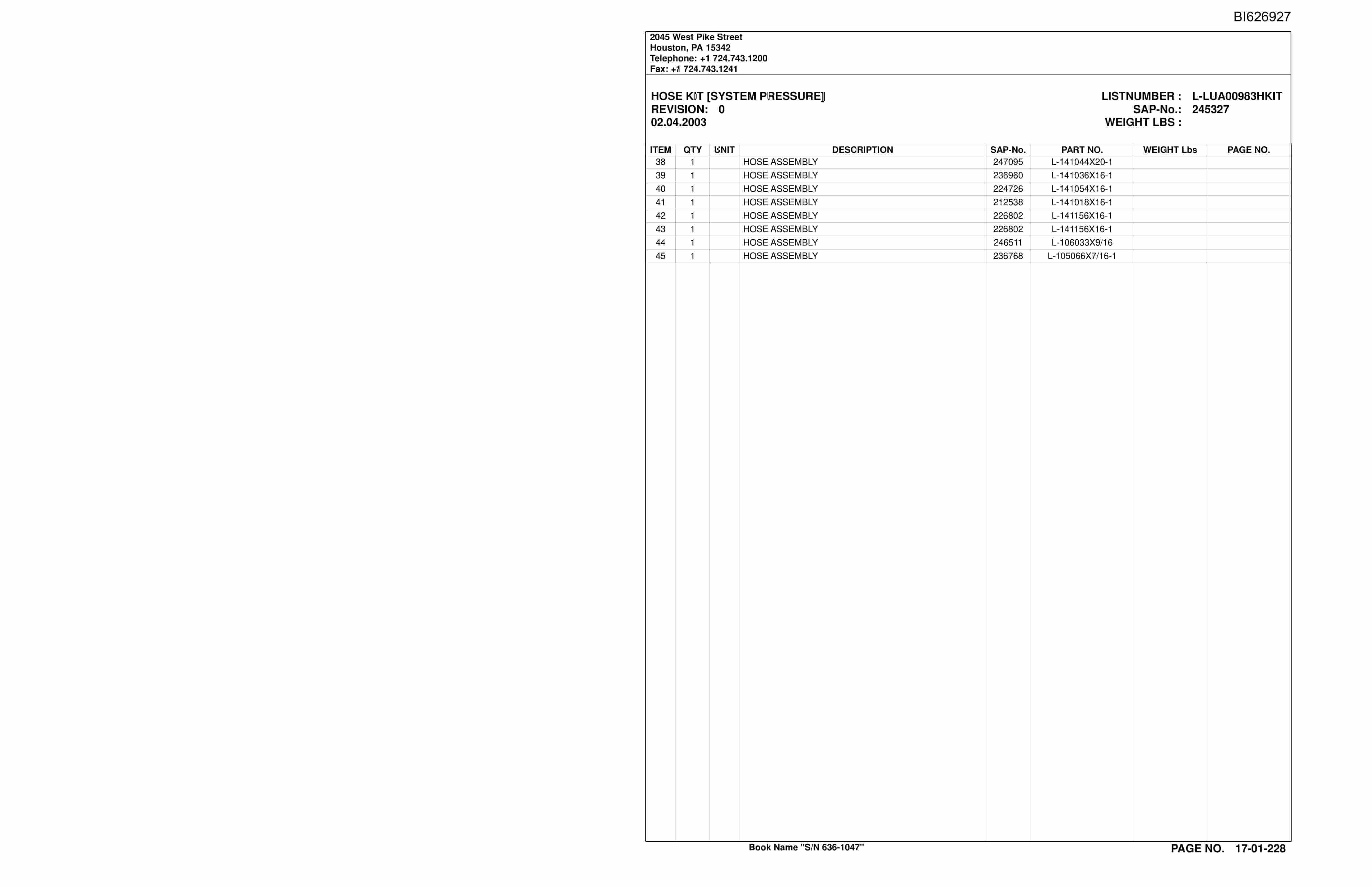 Caterpillar LE-38714 Solvay Chemicals Parts Manual BI626927-5