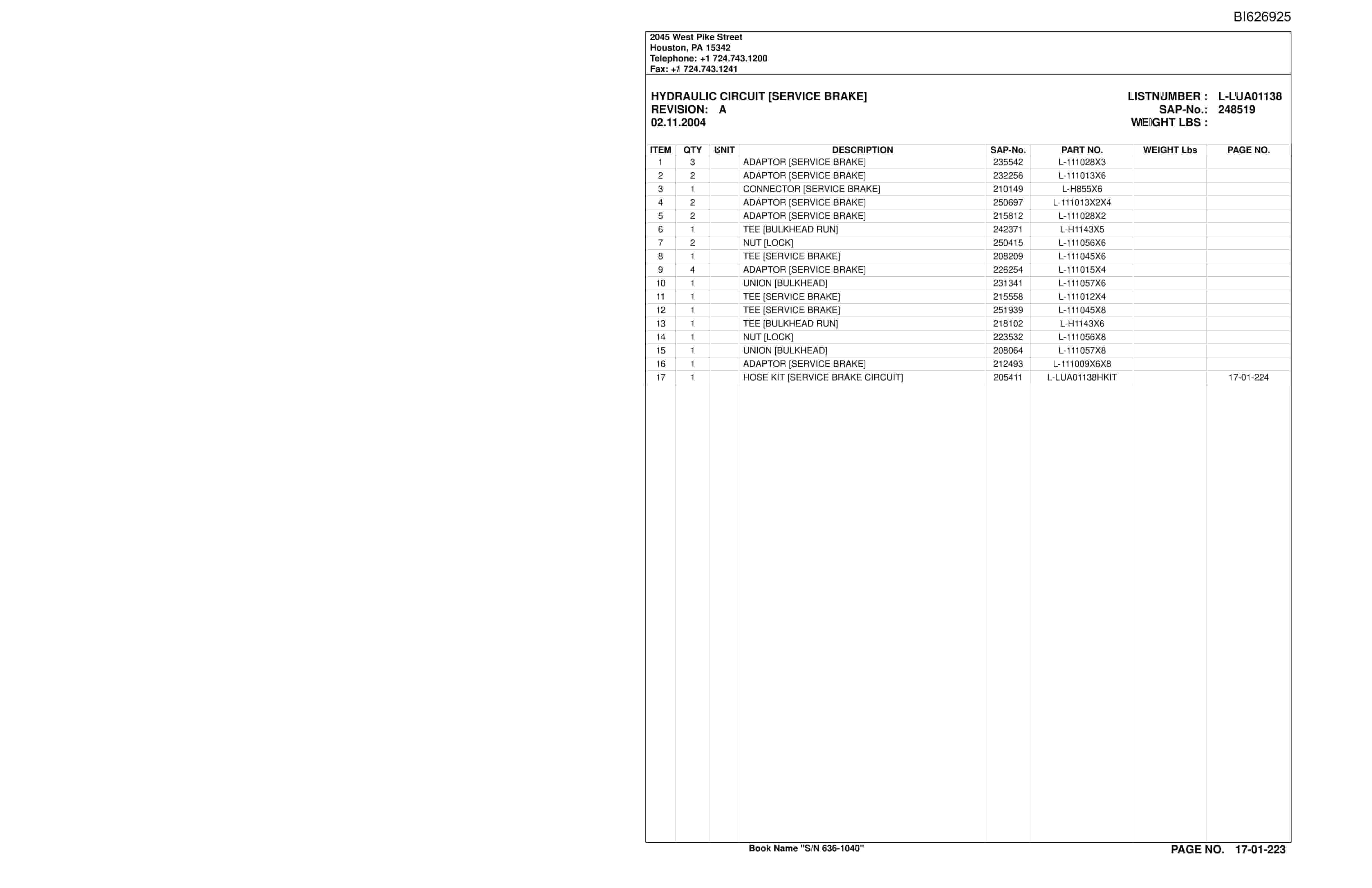 Caterpillar LE-38730 Solvay Chemicals Parts Manual BI626925-4