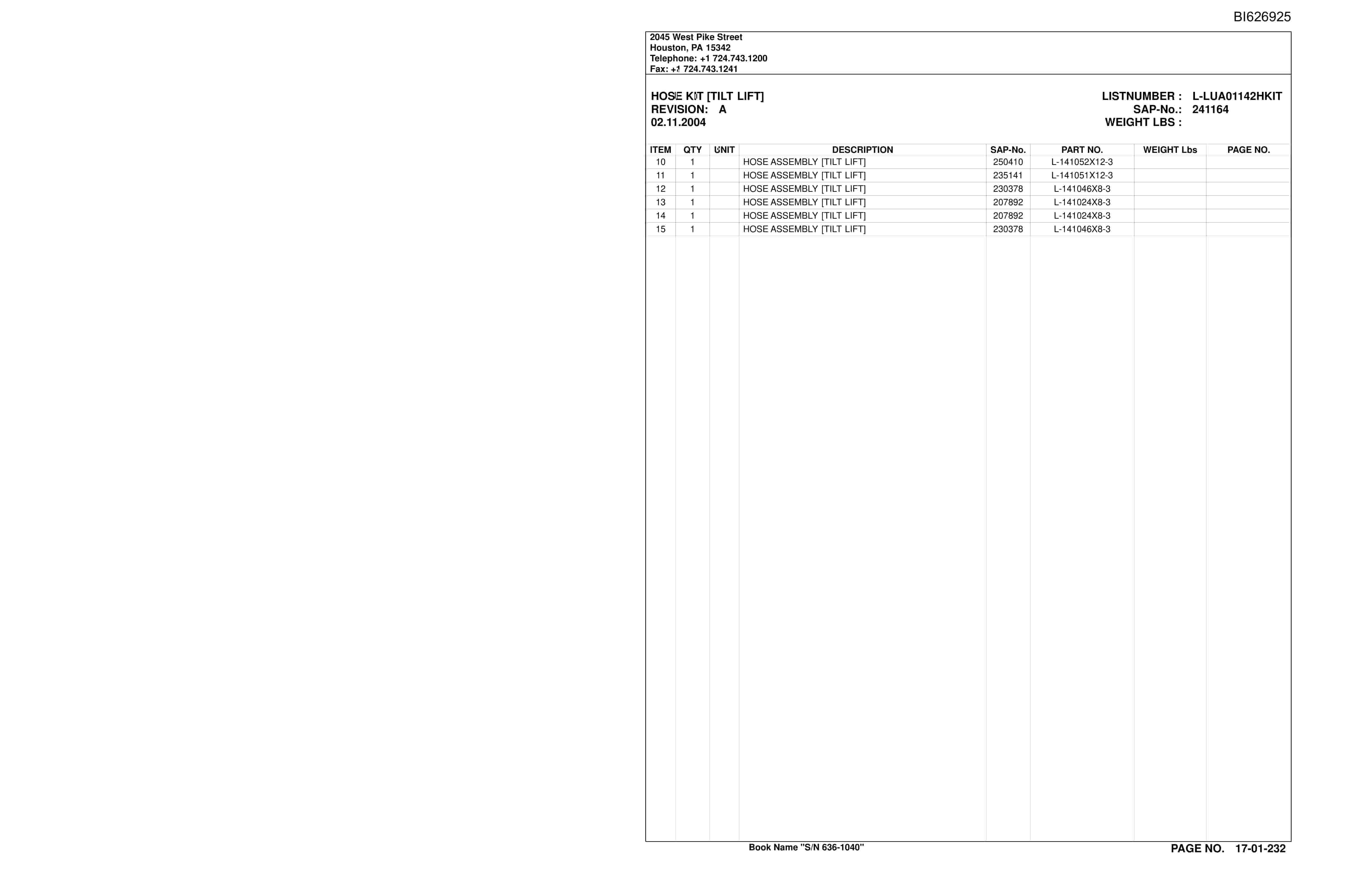 Caterpillar LE-38730 Solvay Chemicals Parts Manual BI626925-5