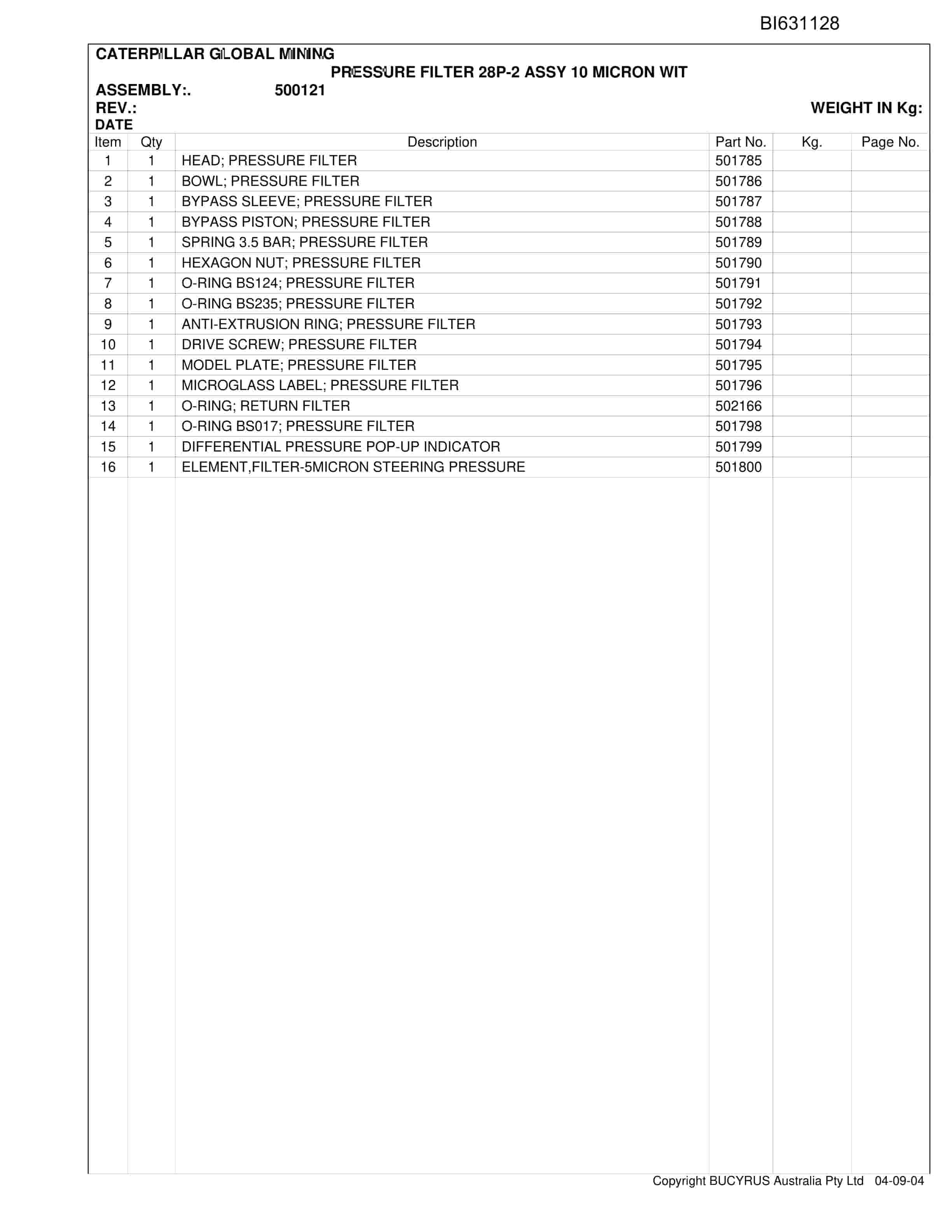 Caterpillar Longwall Haul SH640 D Roof Support Carrier Parts Manual BI631128-2