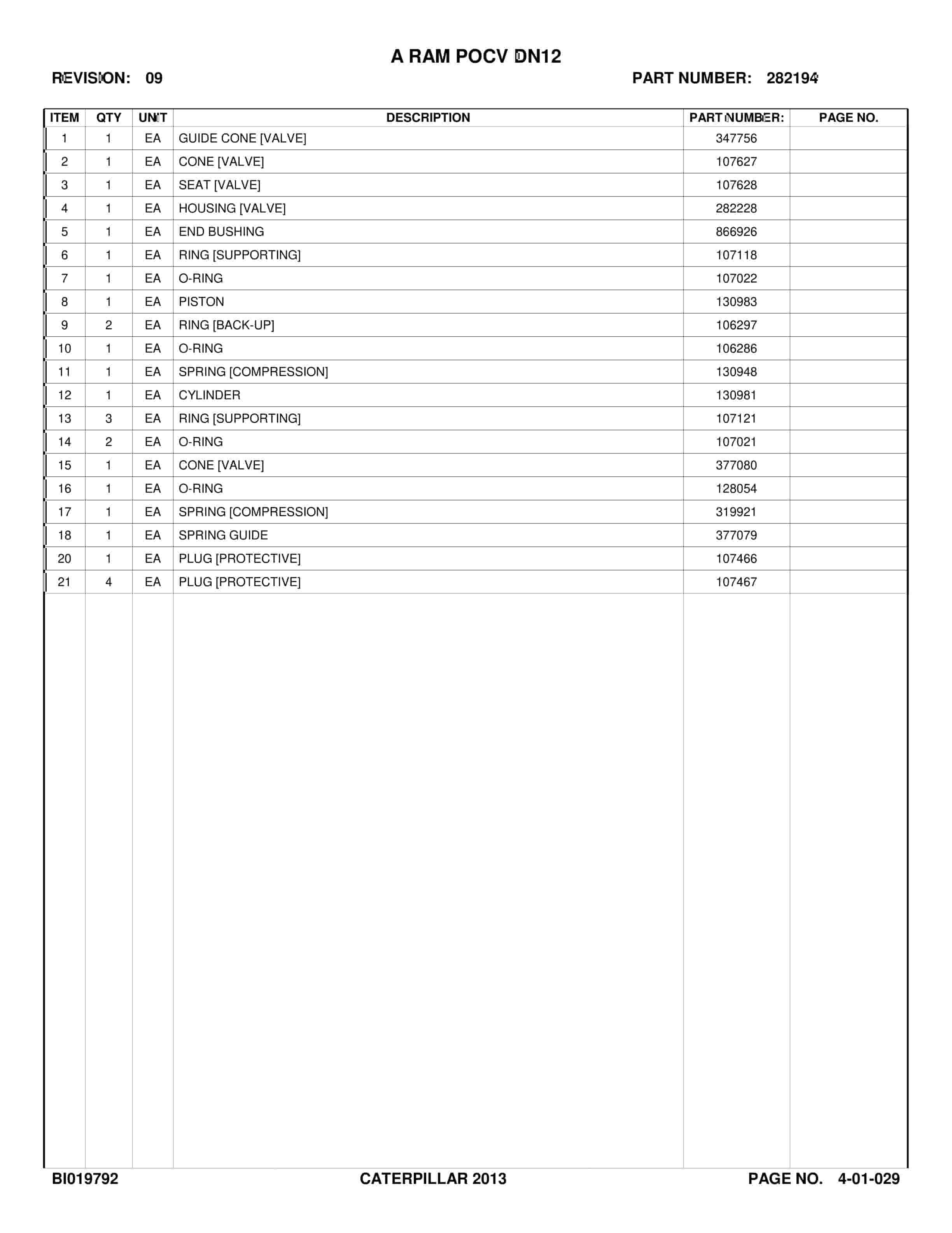 Caterpillar Longwall System Parts Catalog BI019792-2