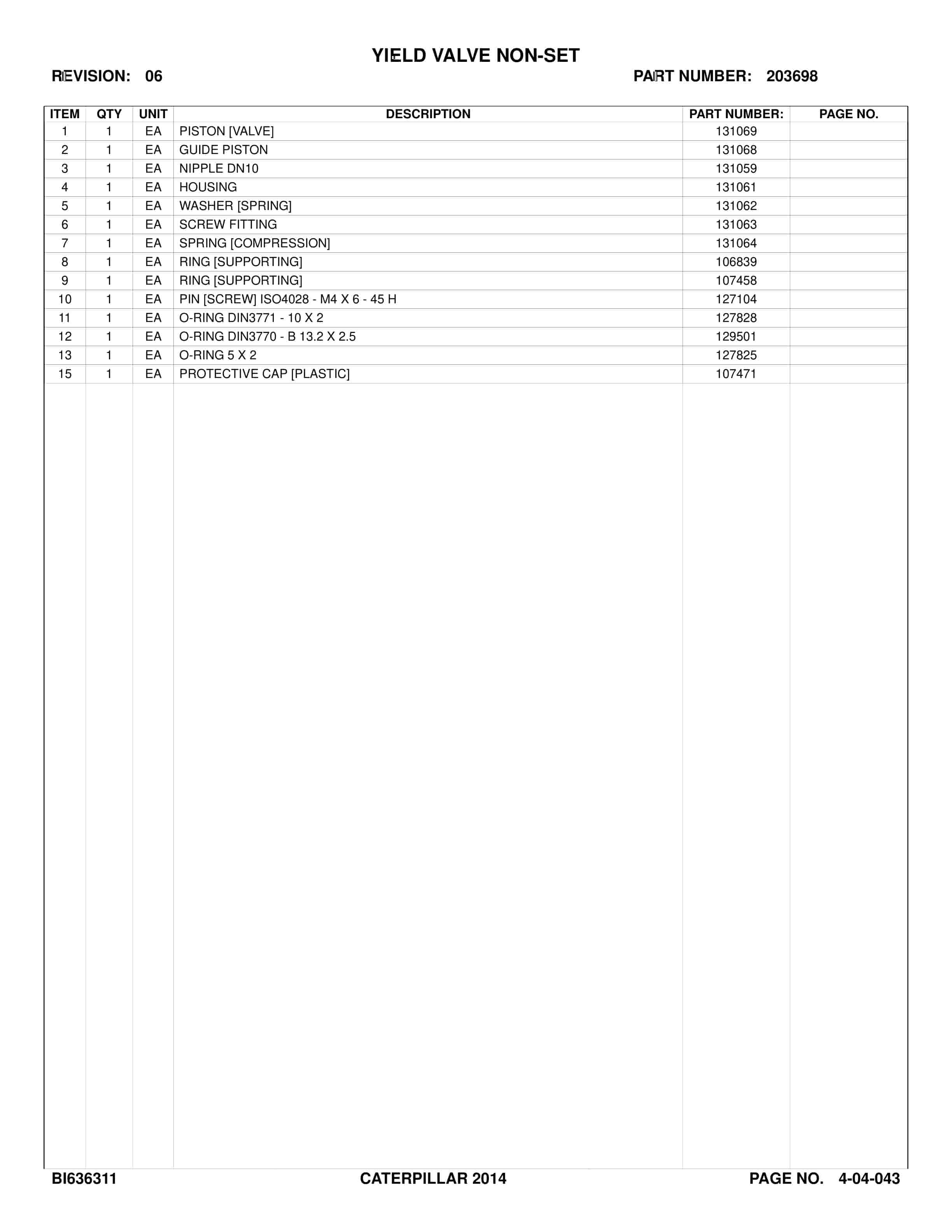 Caterpillar Longwall System Parts Catalog BI636314-4