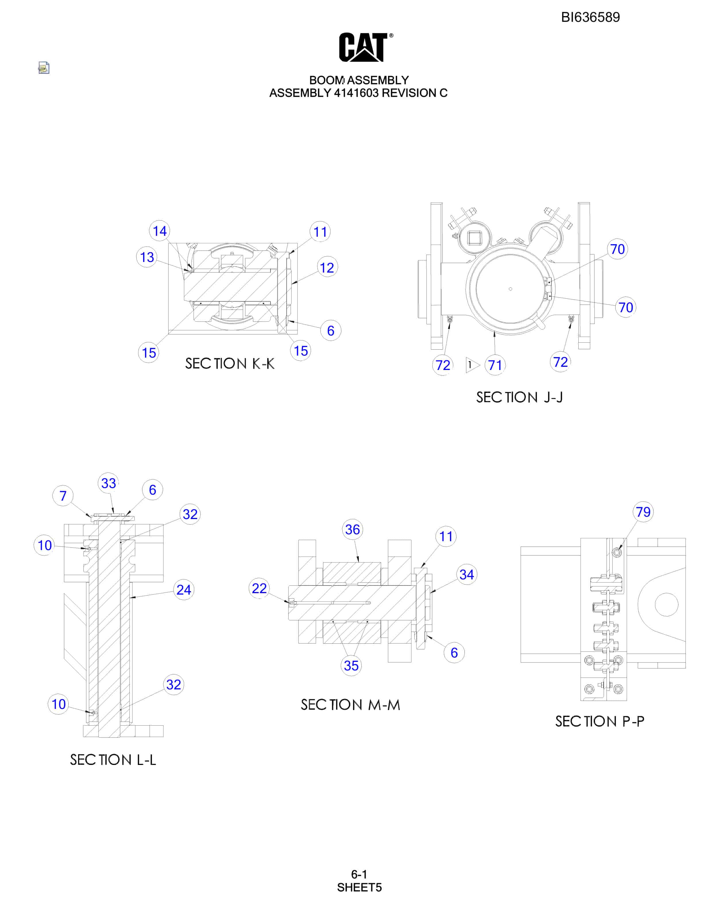 Caterpillar MD5075 Hydra-Track Drill Parts Manual BI636589-2