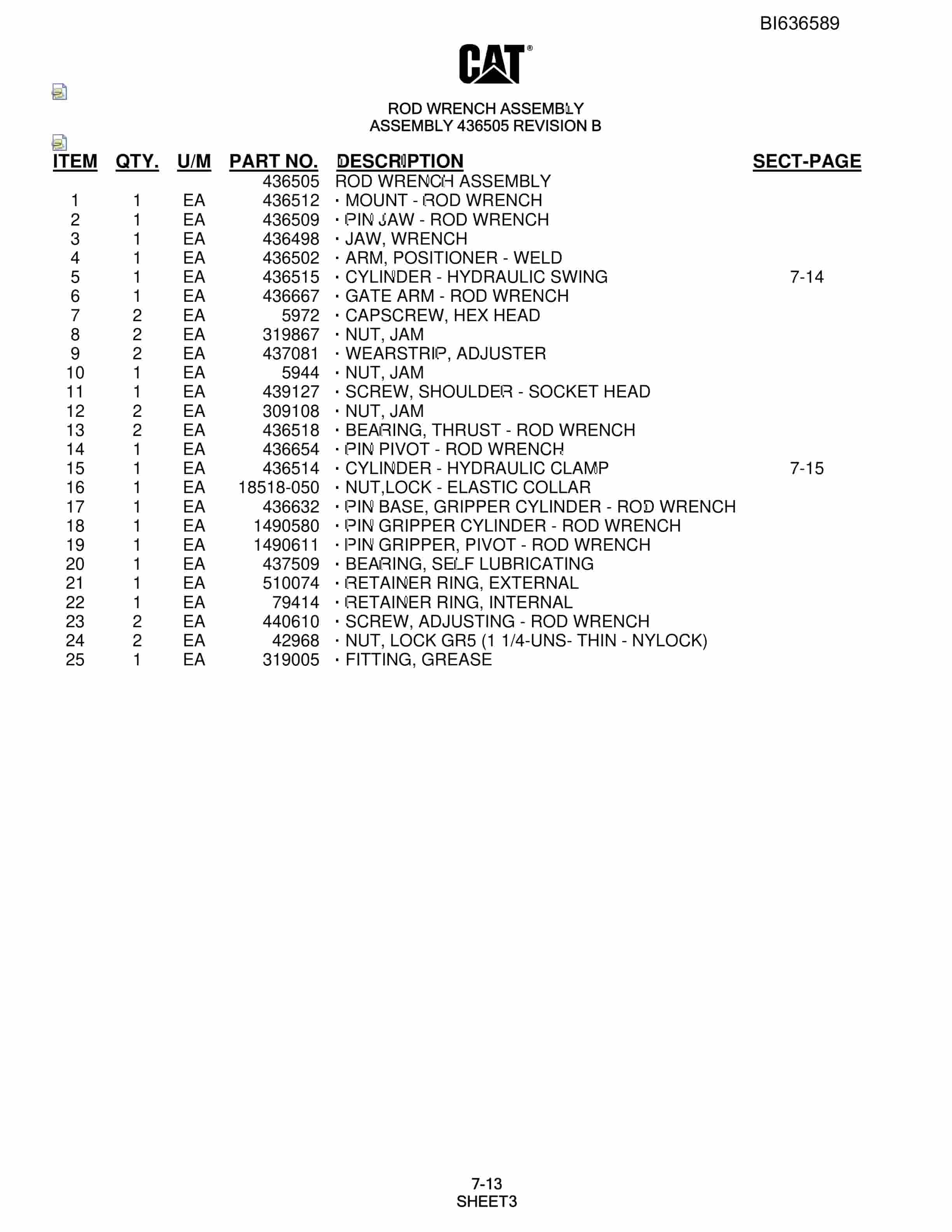 Caterpillar MD5075 Hydra-Track Drill Parts Manual BI636589-3