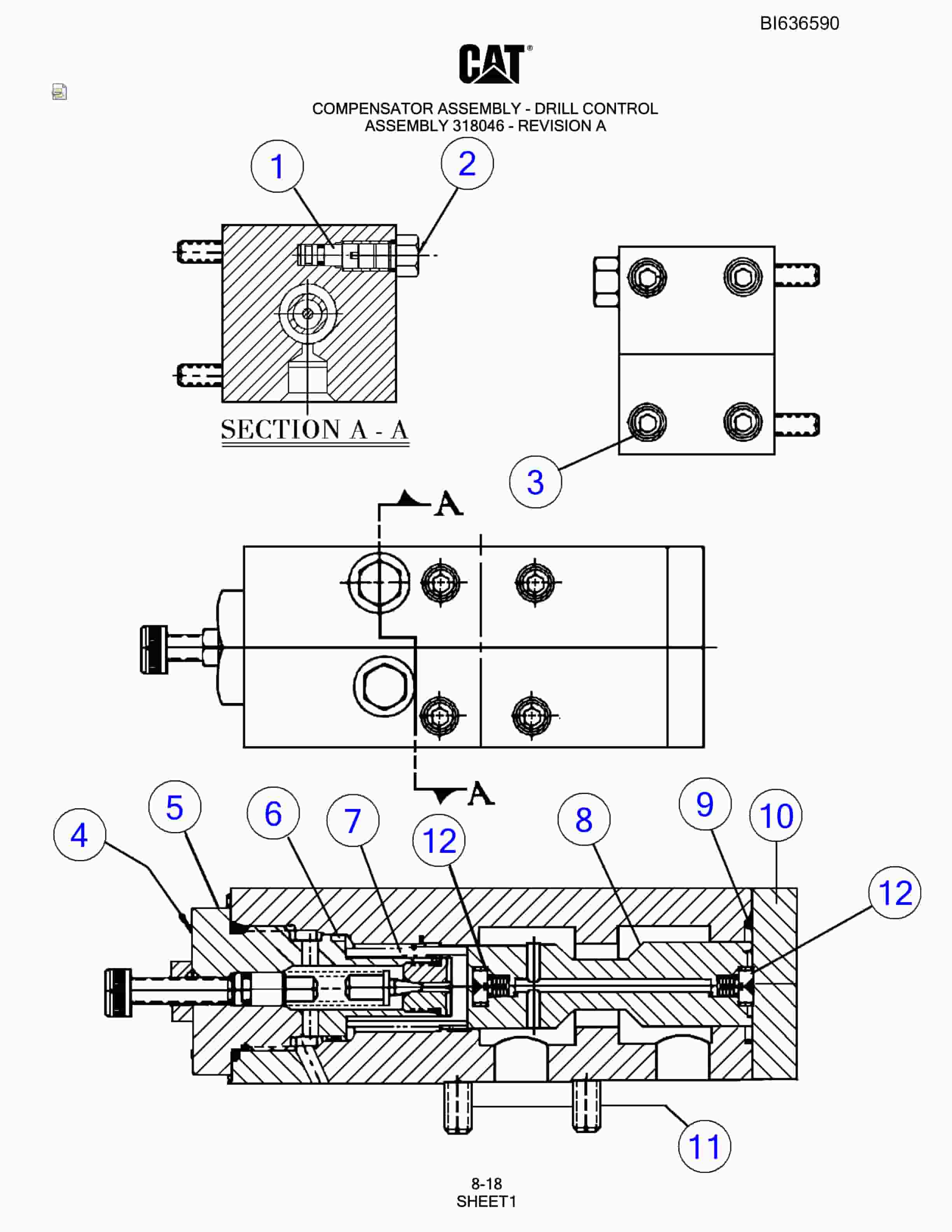 Caterpillar MD5125 Hydra Track Drill Parts Manual BI636590-3