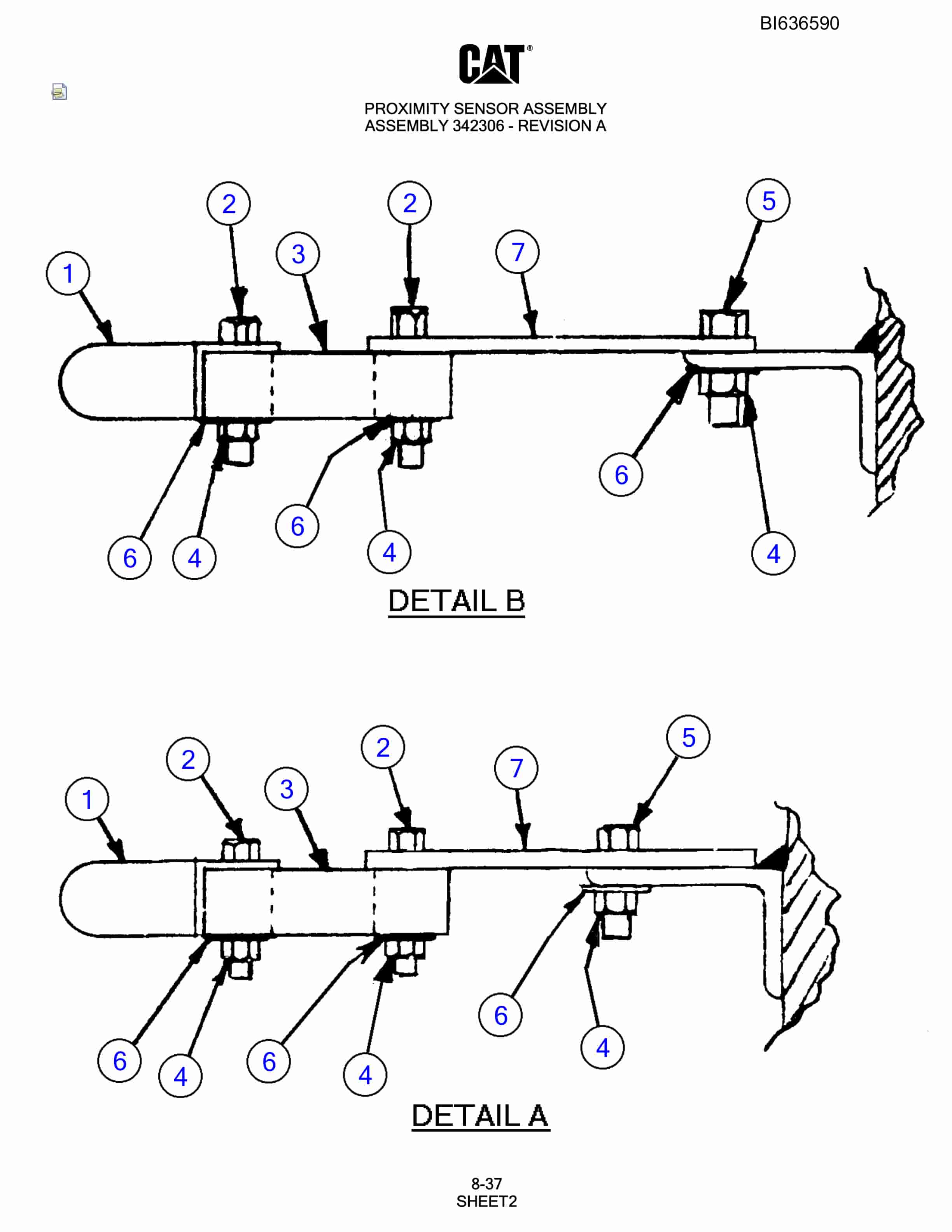 Caterpillar MD5125 Hydra Track Drill Parts Manual BI636590-4