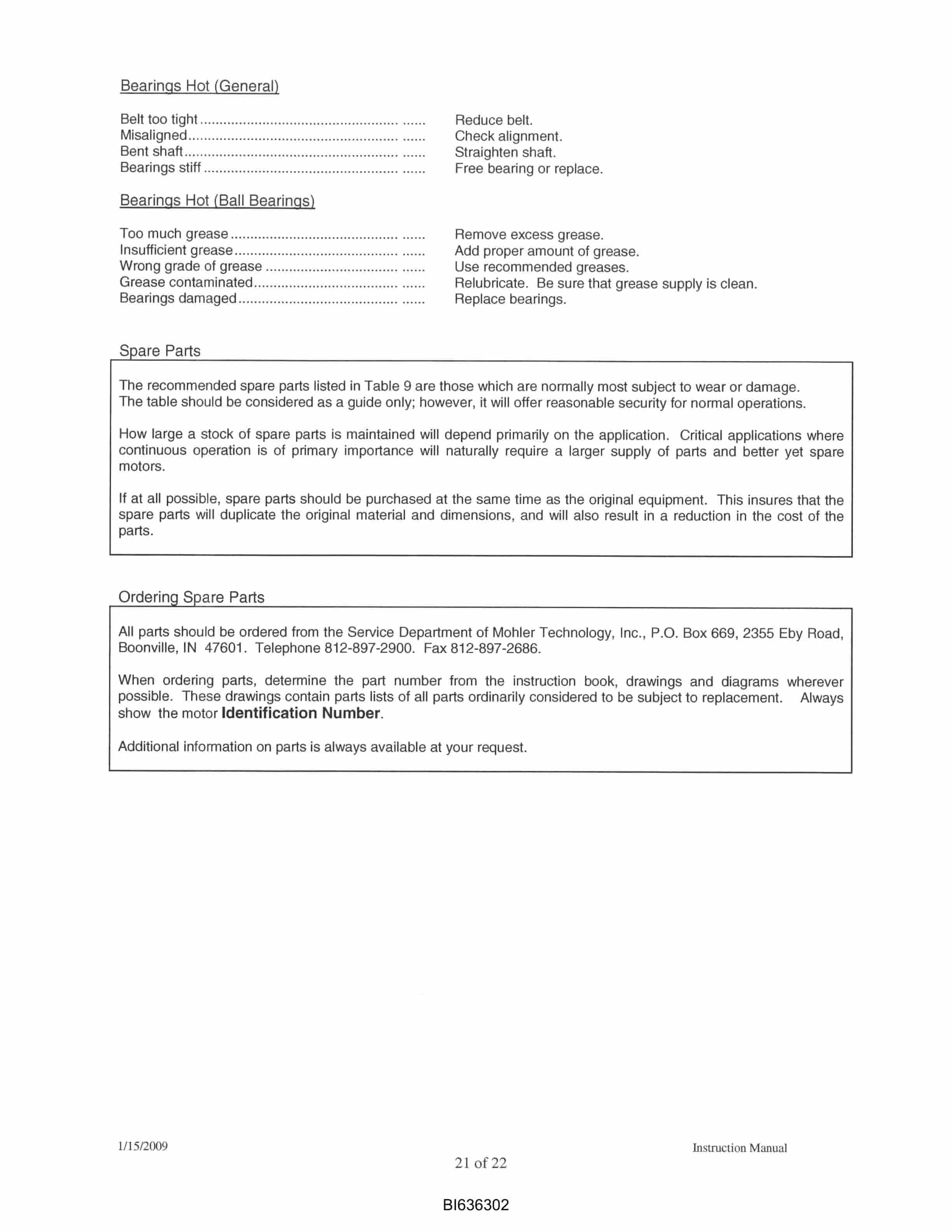 Caterpillar Mohler Motor-500 HP-4160 Voltage Operation And Maintenance Manual BI636301-4