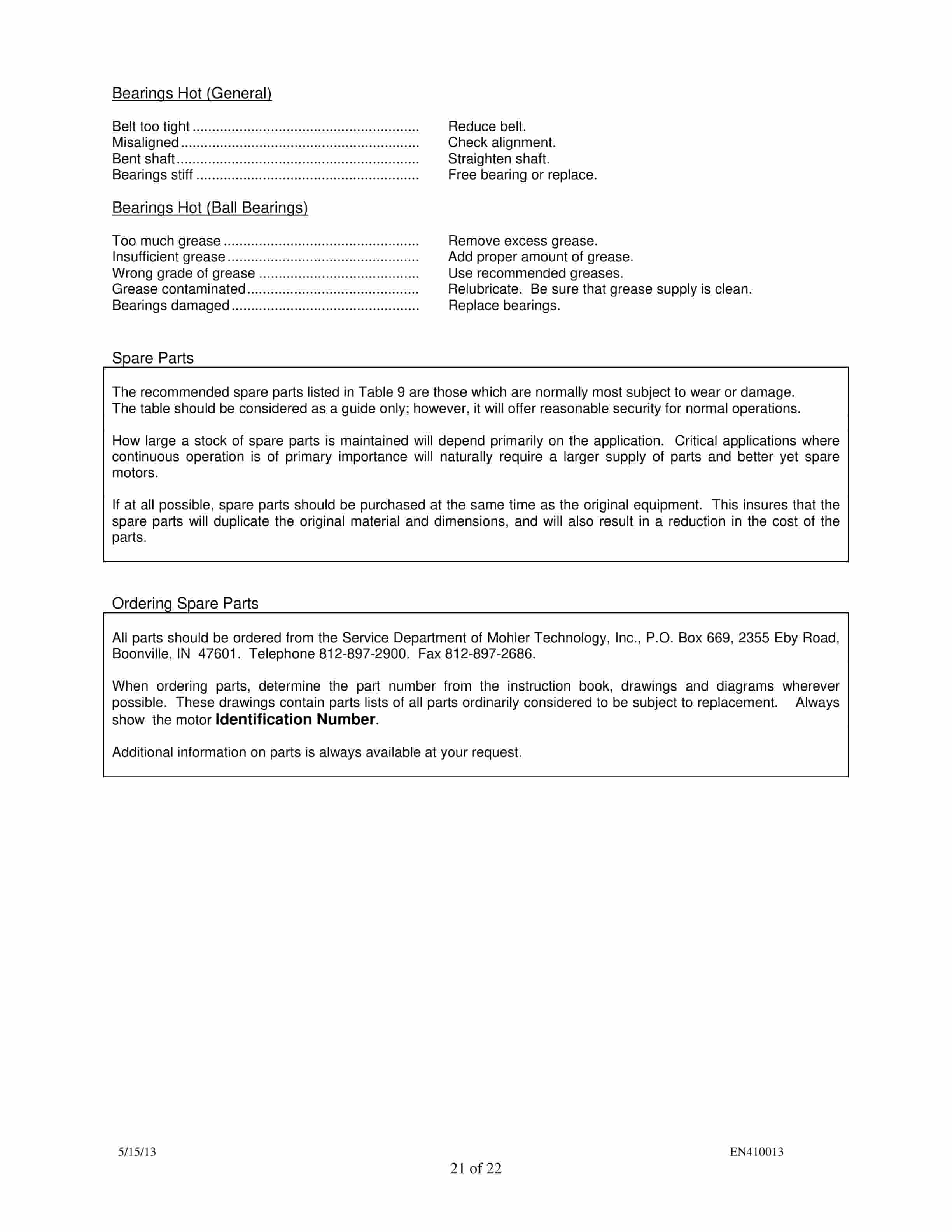 Caterpillar Mohler Motor-500 HP-4160 Voltage Operation And Maintenance Manual BI636342-4