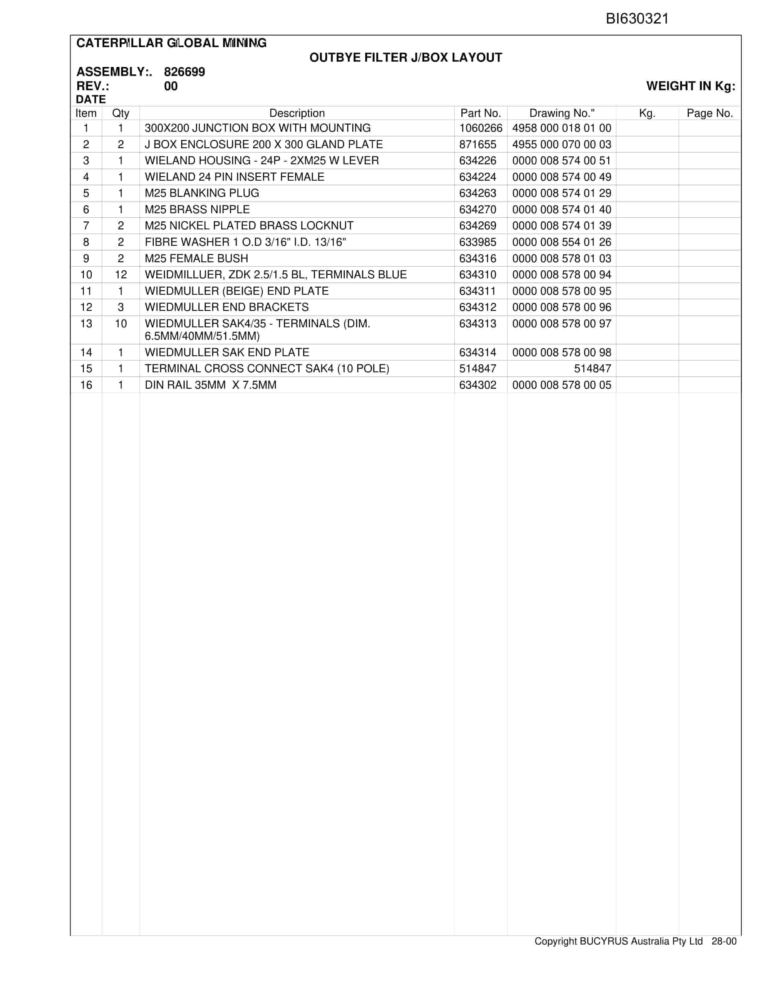 Caterpillar Narrabri Australian Electrical Scopy Supply Parts Manual BI630321-2