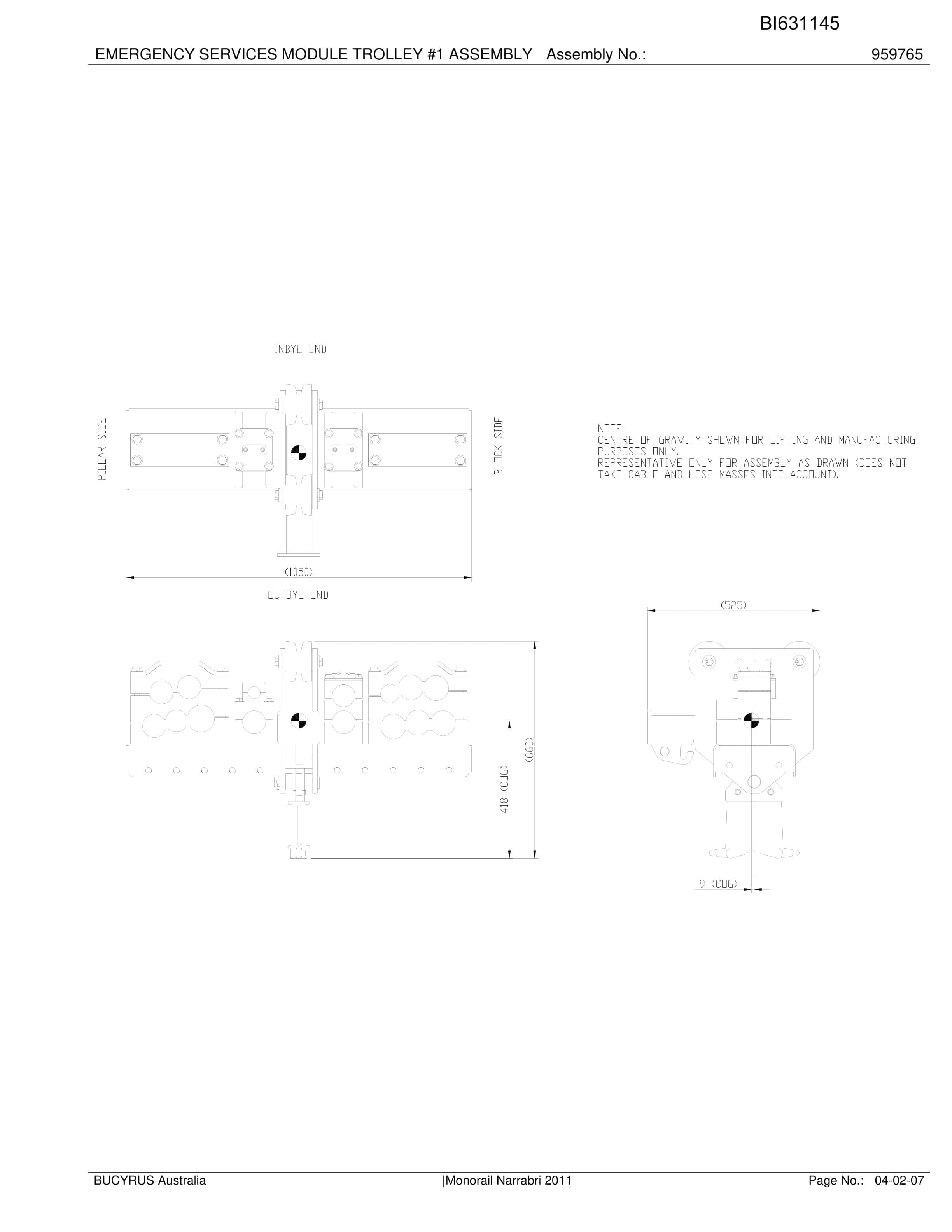 Caterpillar Narrabri Monorail Parts Manual BI631145-3