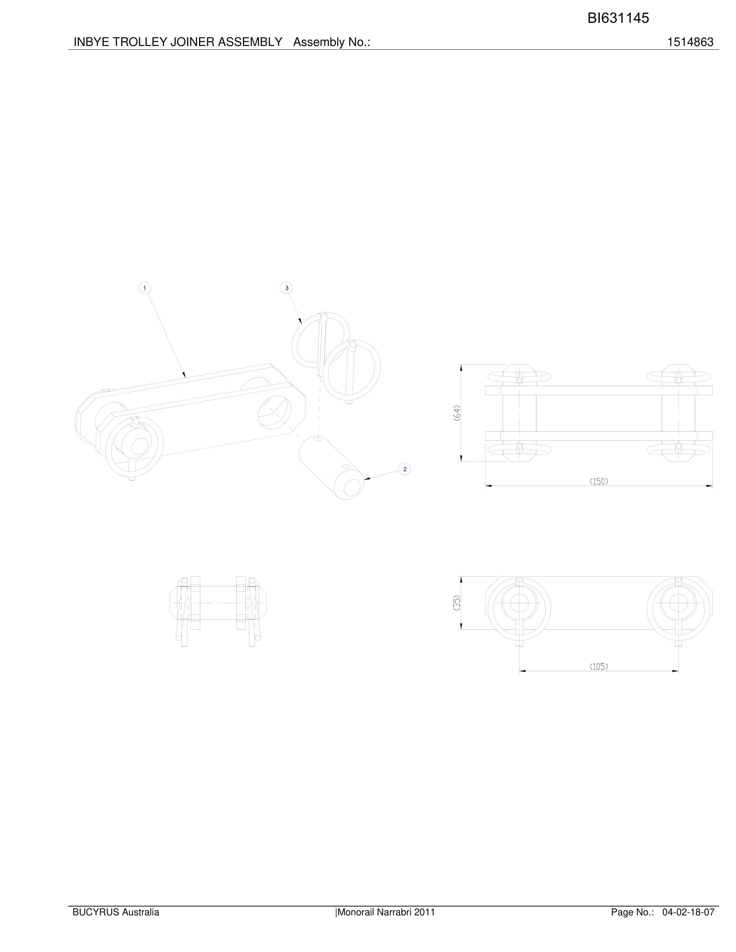 Caterpillar Narrabri Monorail Parts Manual BI631145-5