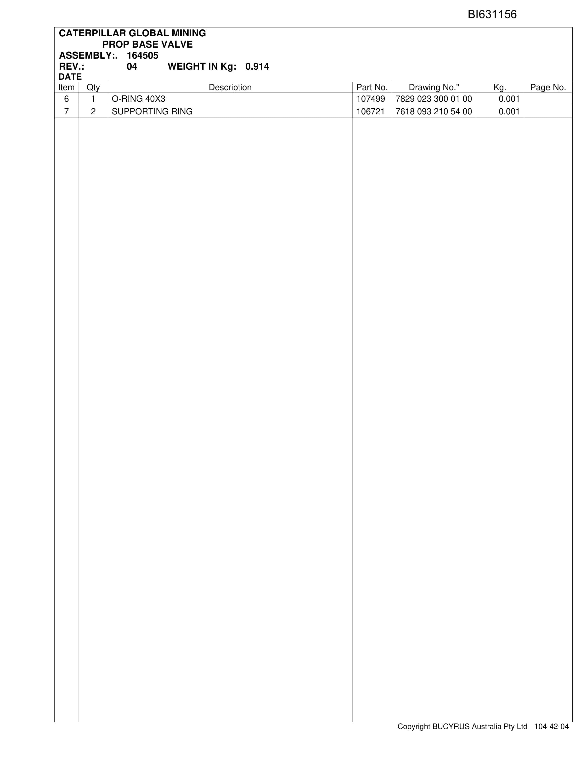 Caterpillar Narrabri Roof Supports And Accessories Parts Manual BI631156-3