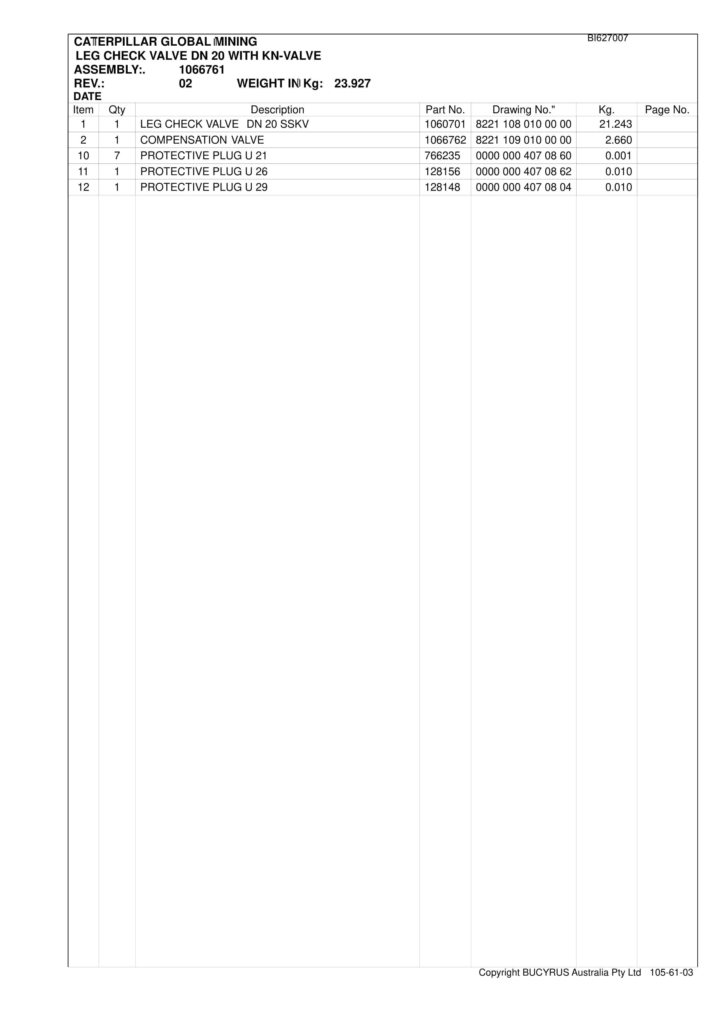 Caterpillar Narrabri Roof Supports Parts Manual BI627007-4