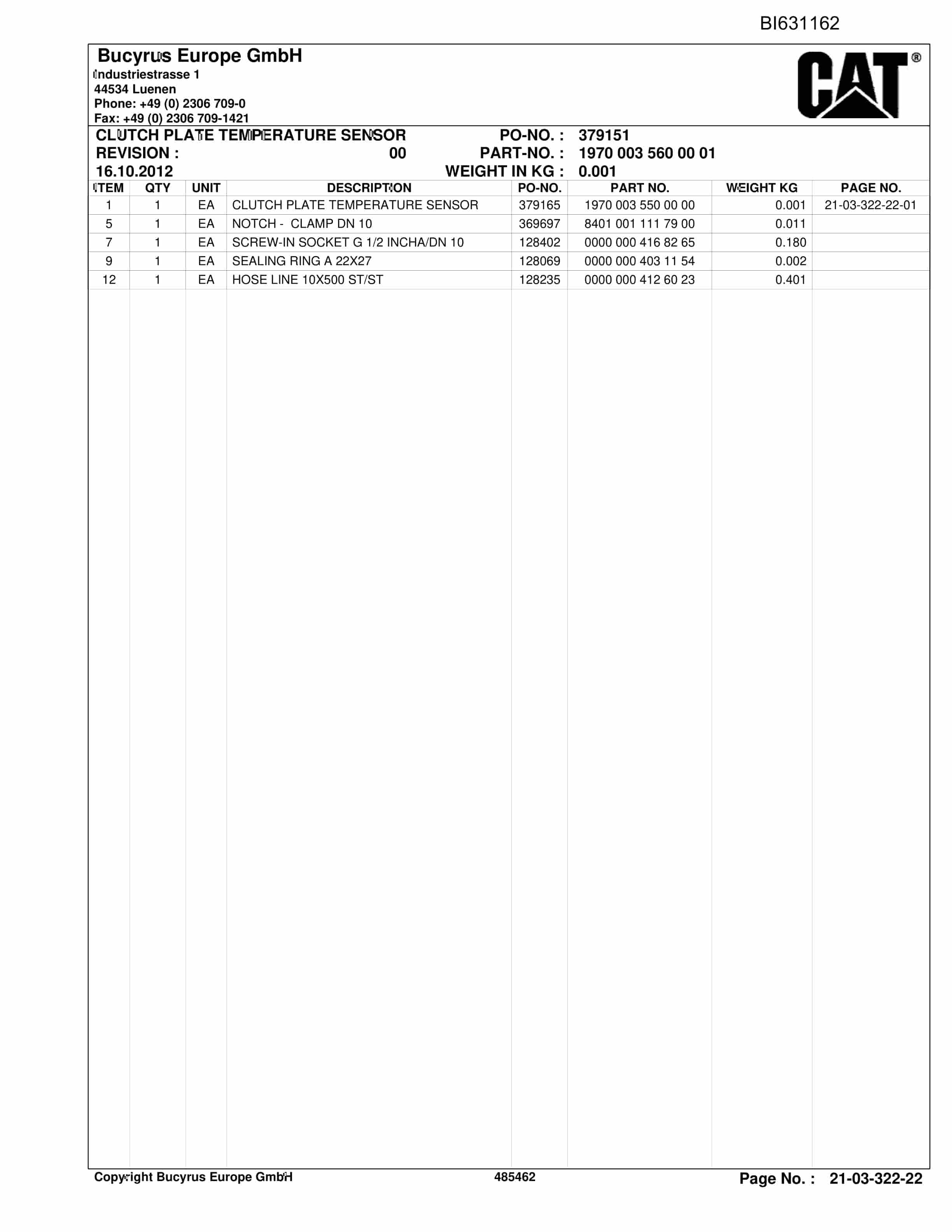 Caterpillar North Goonyella LTCC Parts Manual BI631162-5