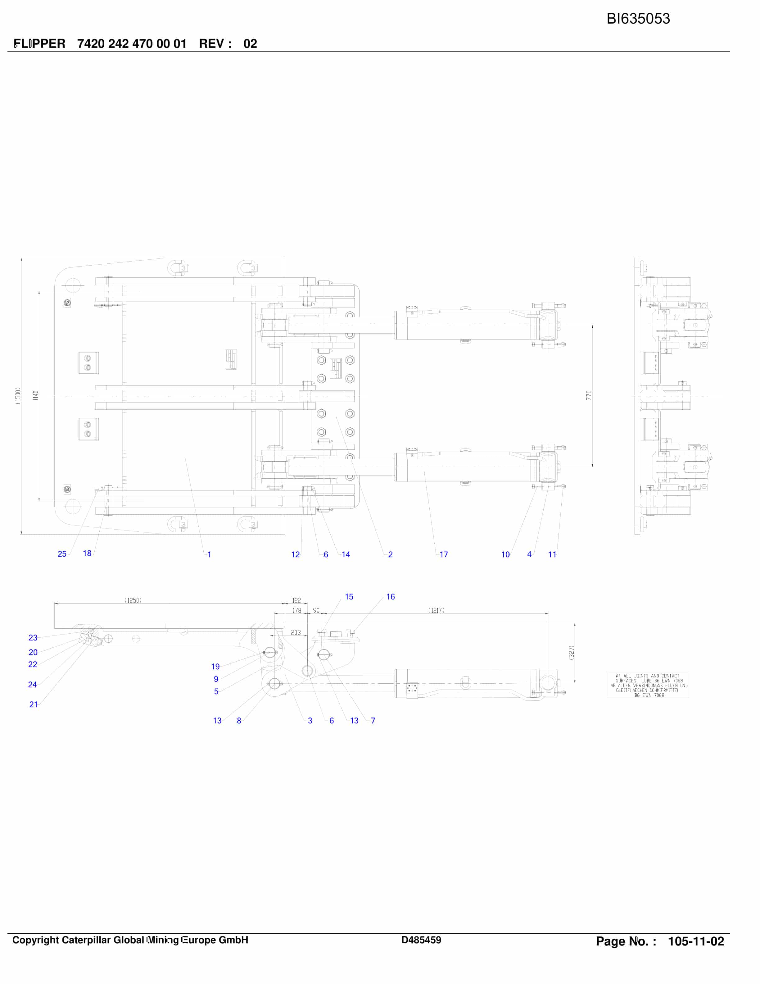 Caterpillar North GOONYELLA Roof Support A. ACC Parts Manual BI635053-2