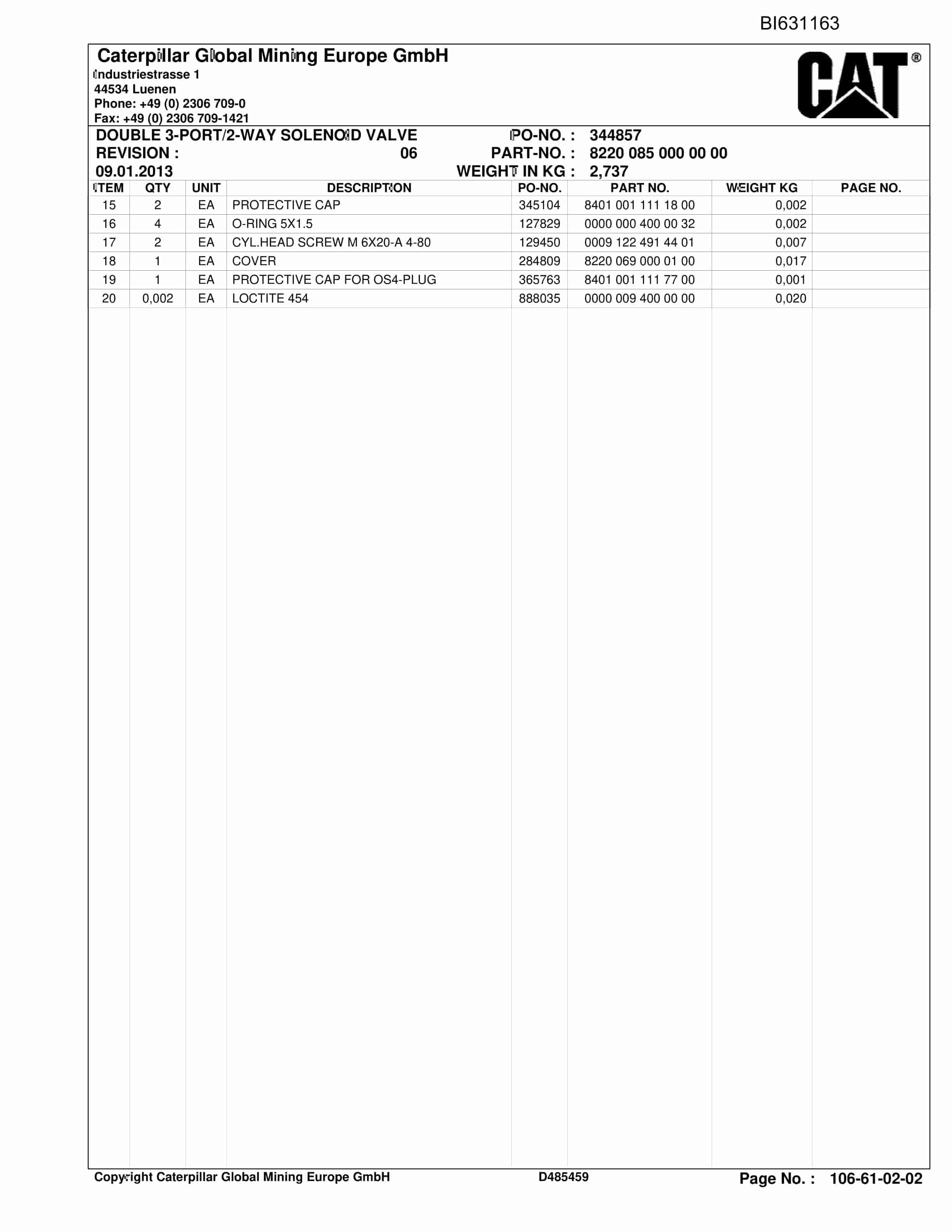 Caterpillar North Goonyella Roof Support Parts Manual BI631163-3