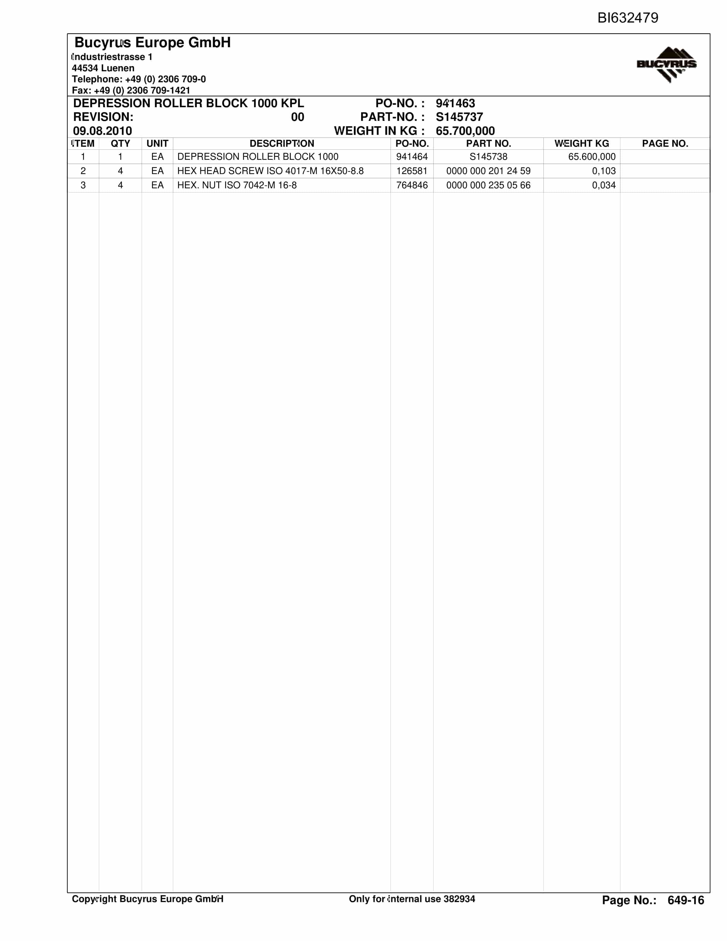 Caterpillar OBJ. JAP KUSHIRO BSL PF280V-880 Parts Manual BI632479-4