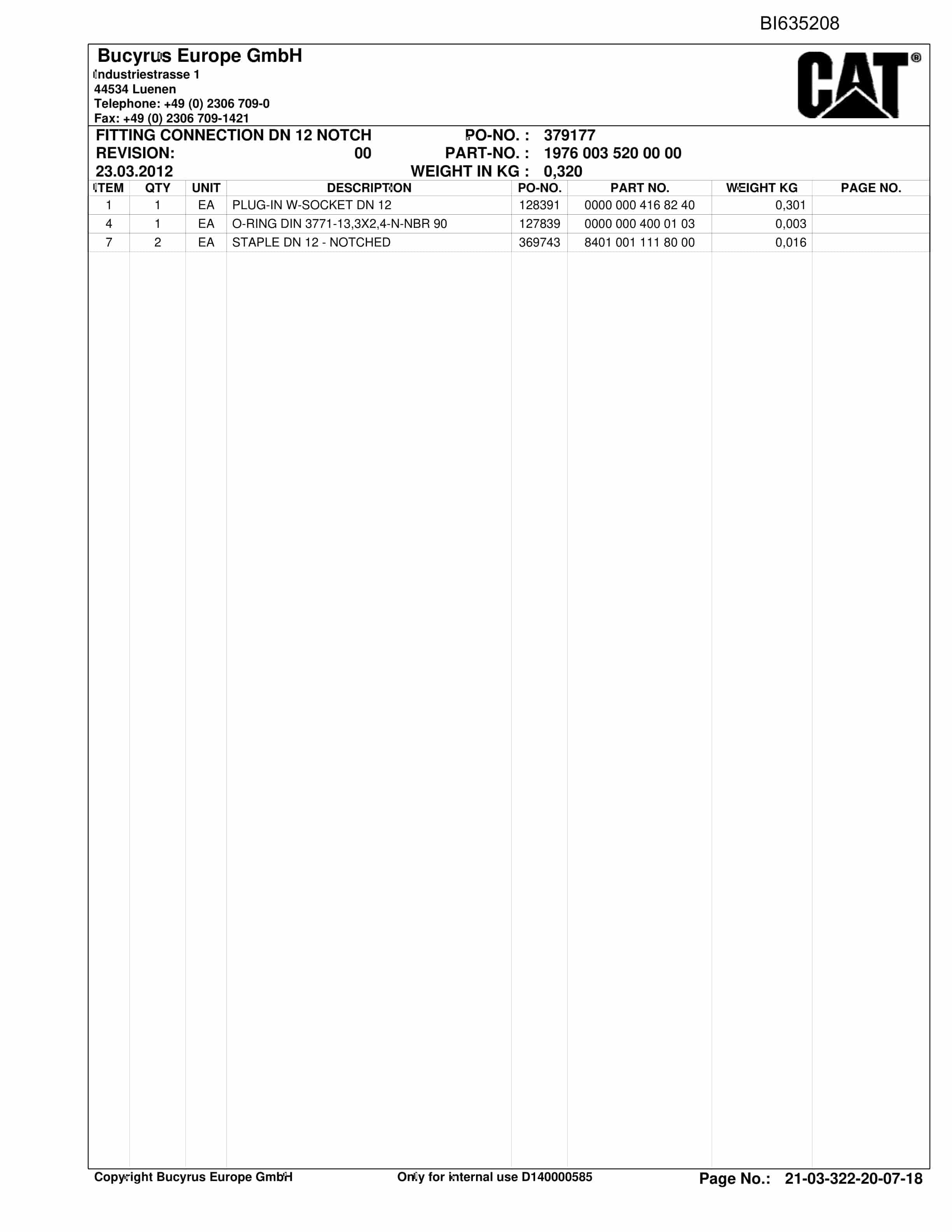 Caterpillar OBJ.AUS.BMA Parts Manual BI635208-4