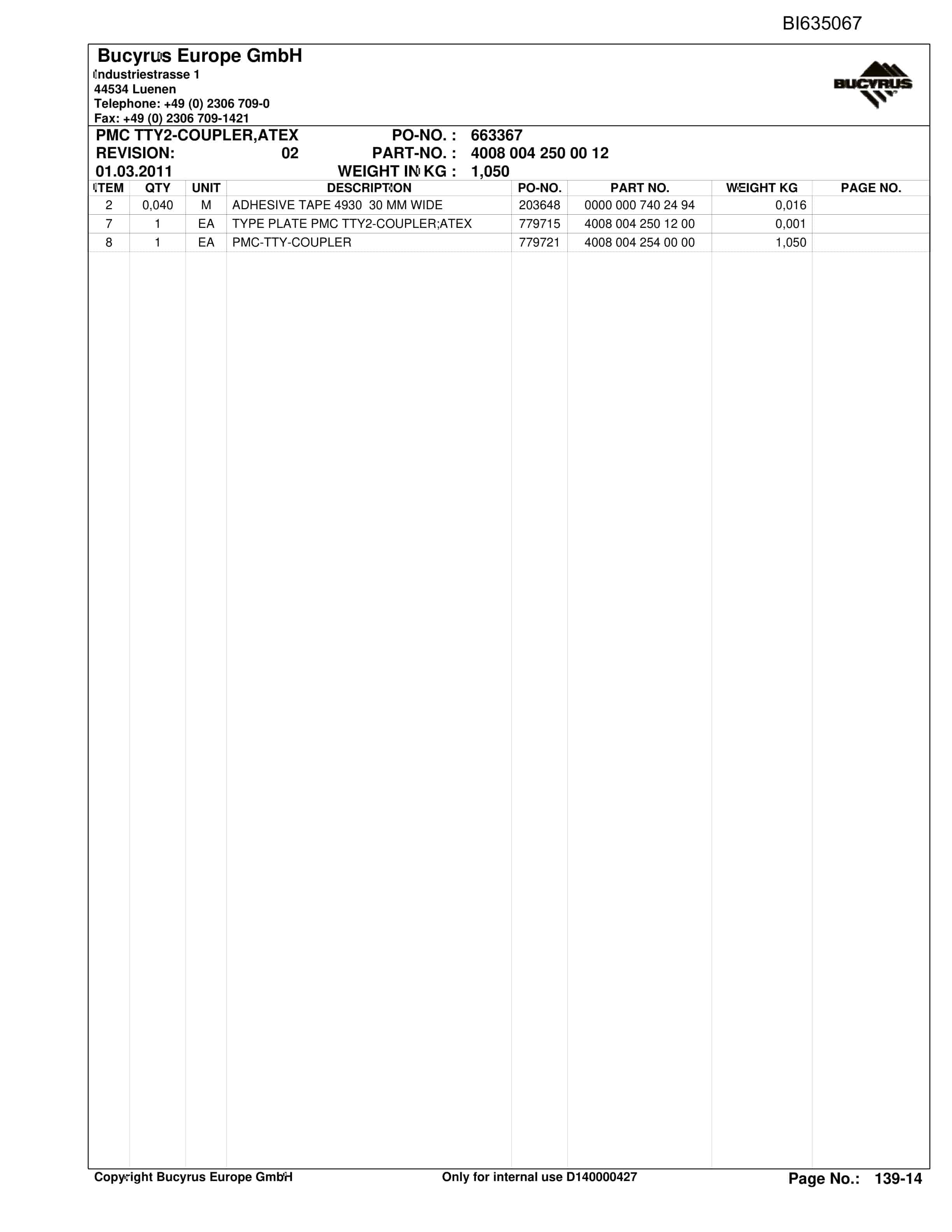 Caterpillar OBJ.CN, SHENHUA 13, SH-CONV.PF6H-1542 Parts Manual BI635067-2