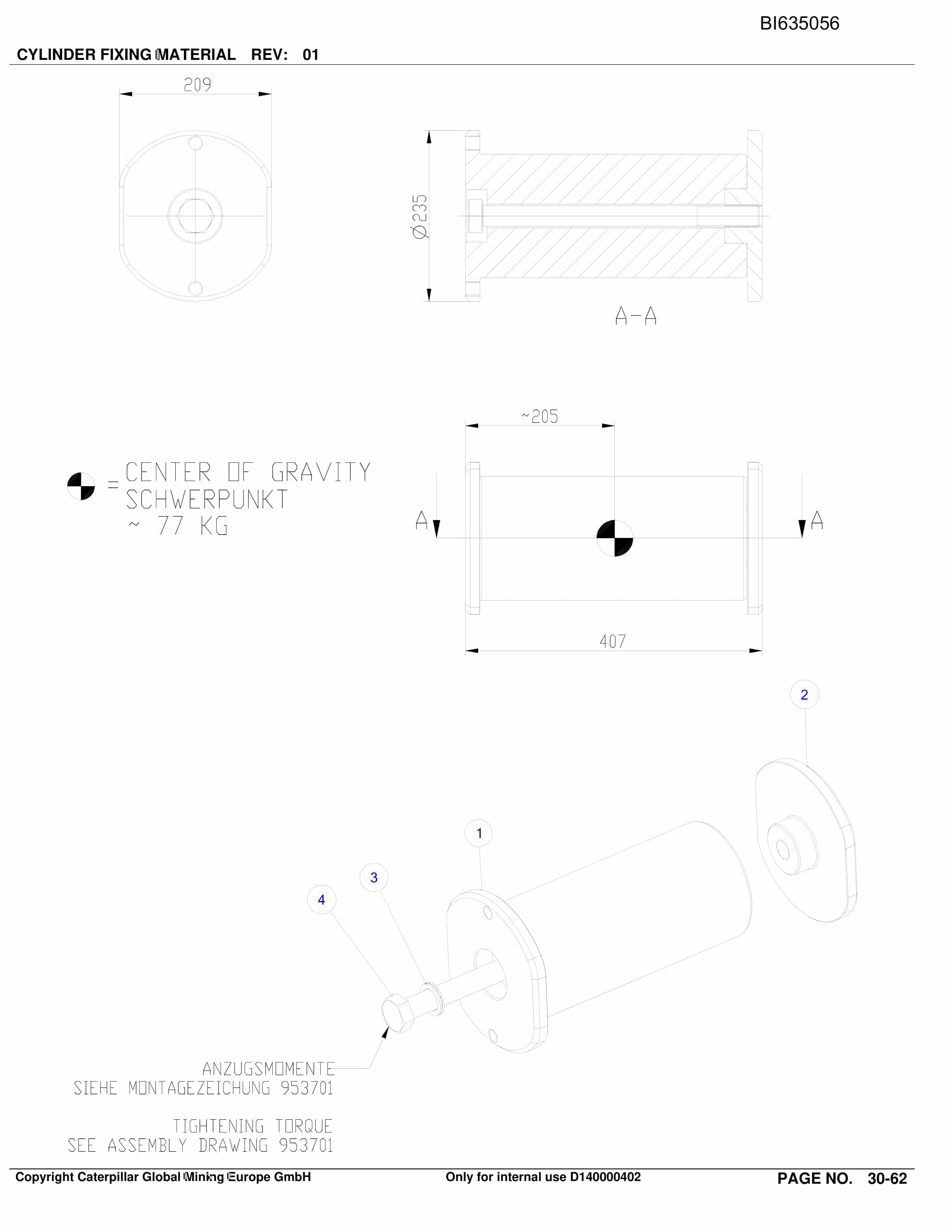 Caterpillar OBJ.IN.ADRRIYALA Shearer, COMPLETE SYST Parts Manual BI635056-2