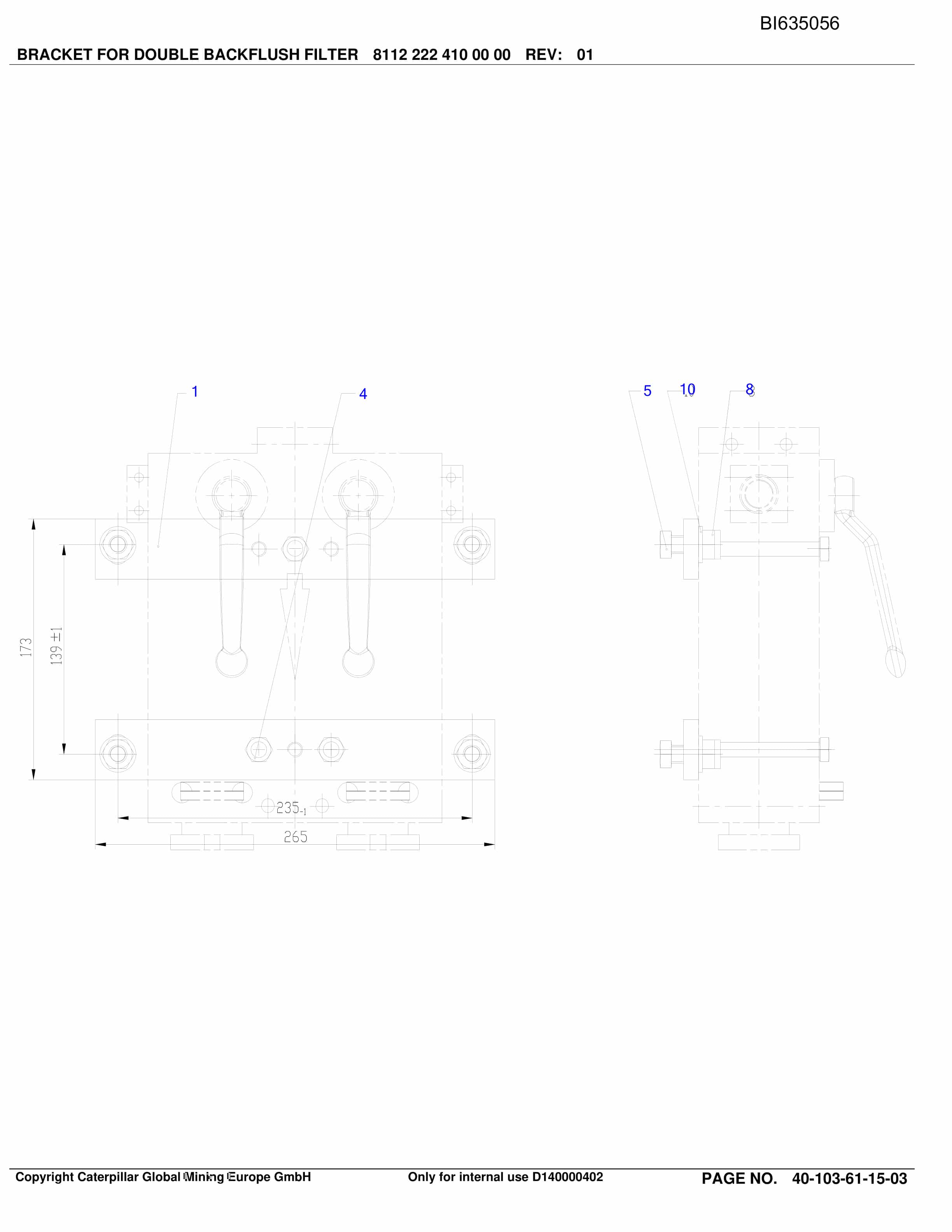 Caterpillar OBJ.IN.ADRRIYALA Shearer, COMPLETE SYST Parts Manual BI635056-5