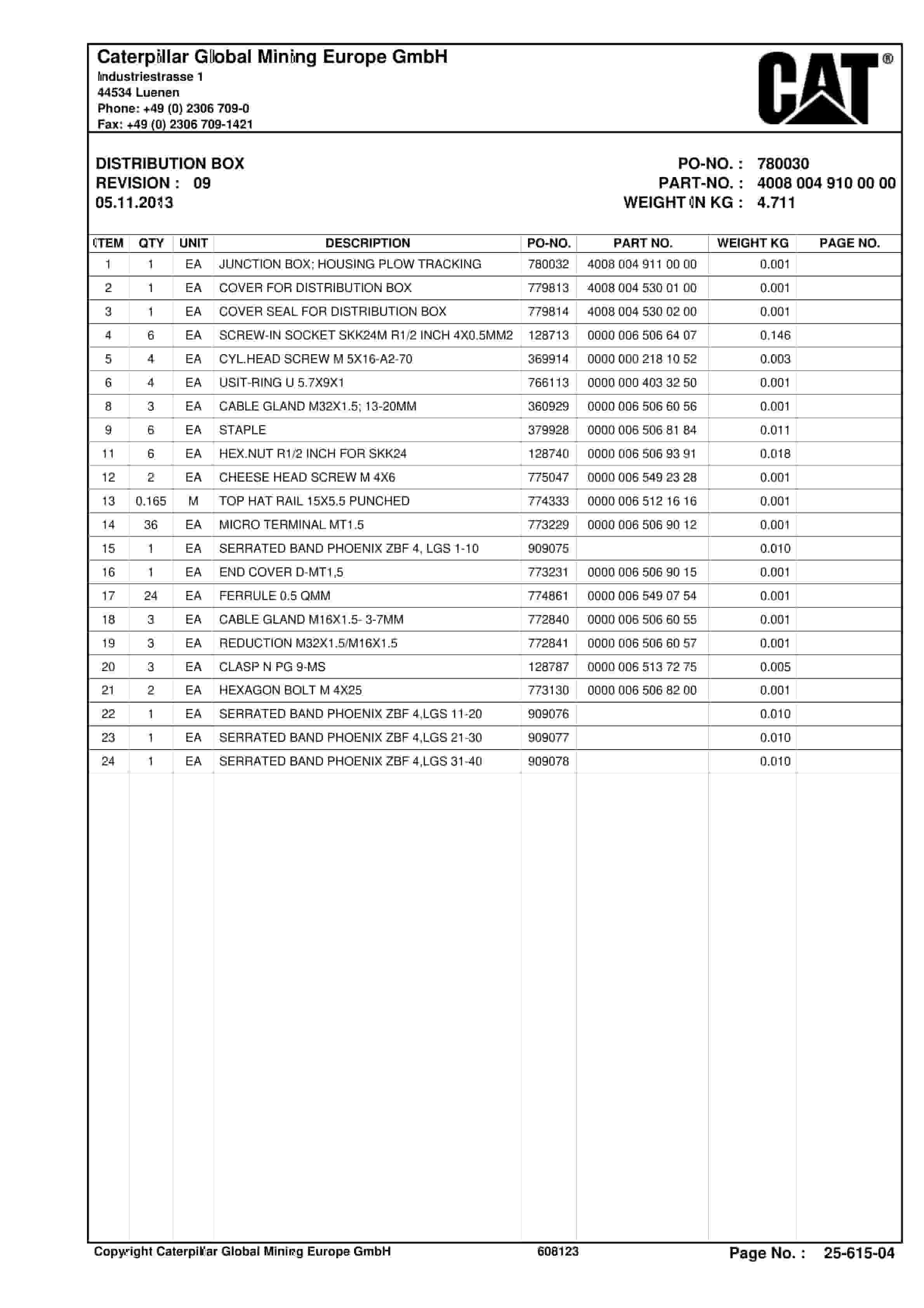 Caterpillar Rear Conveyor, Beamed StageLoader Parts Manual BI628676-4
