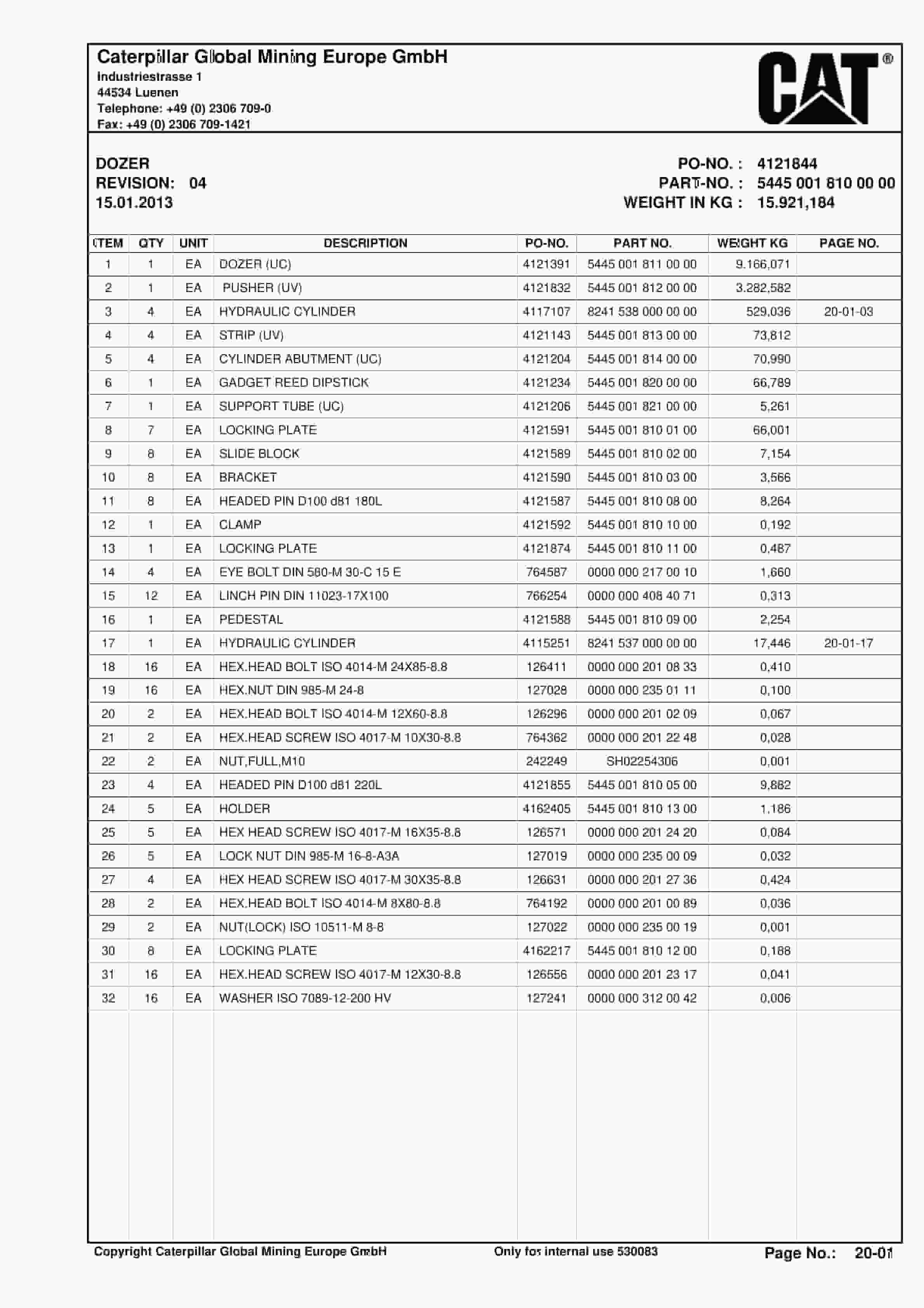 Caterpillar Rock Flow System Parts Manual BI628673-2