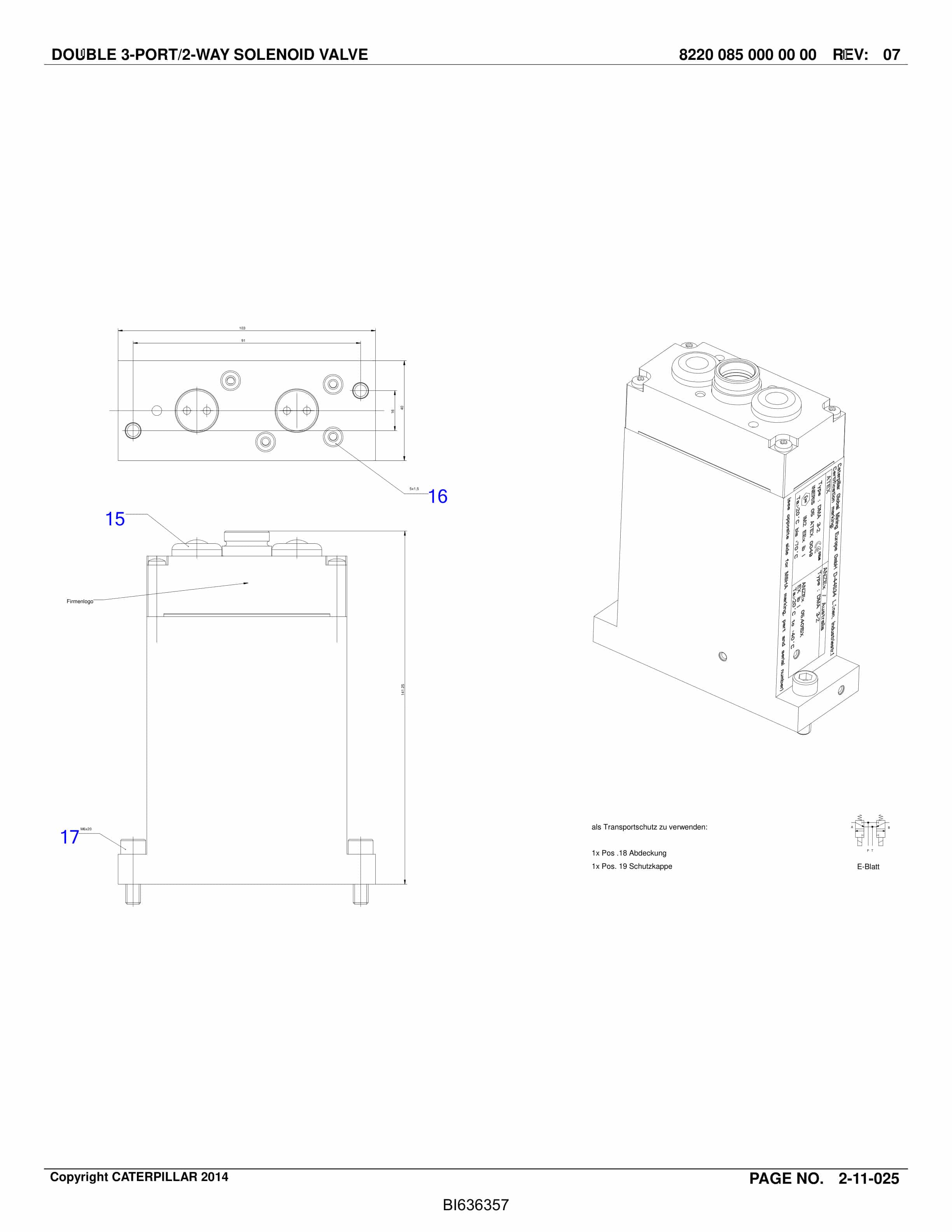 Caterpillar Roof Supports Parts Manual BI636357-3