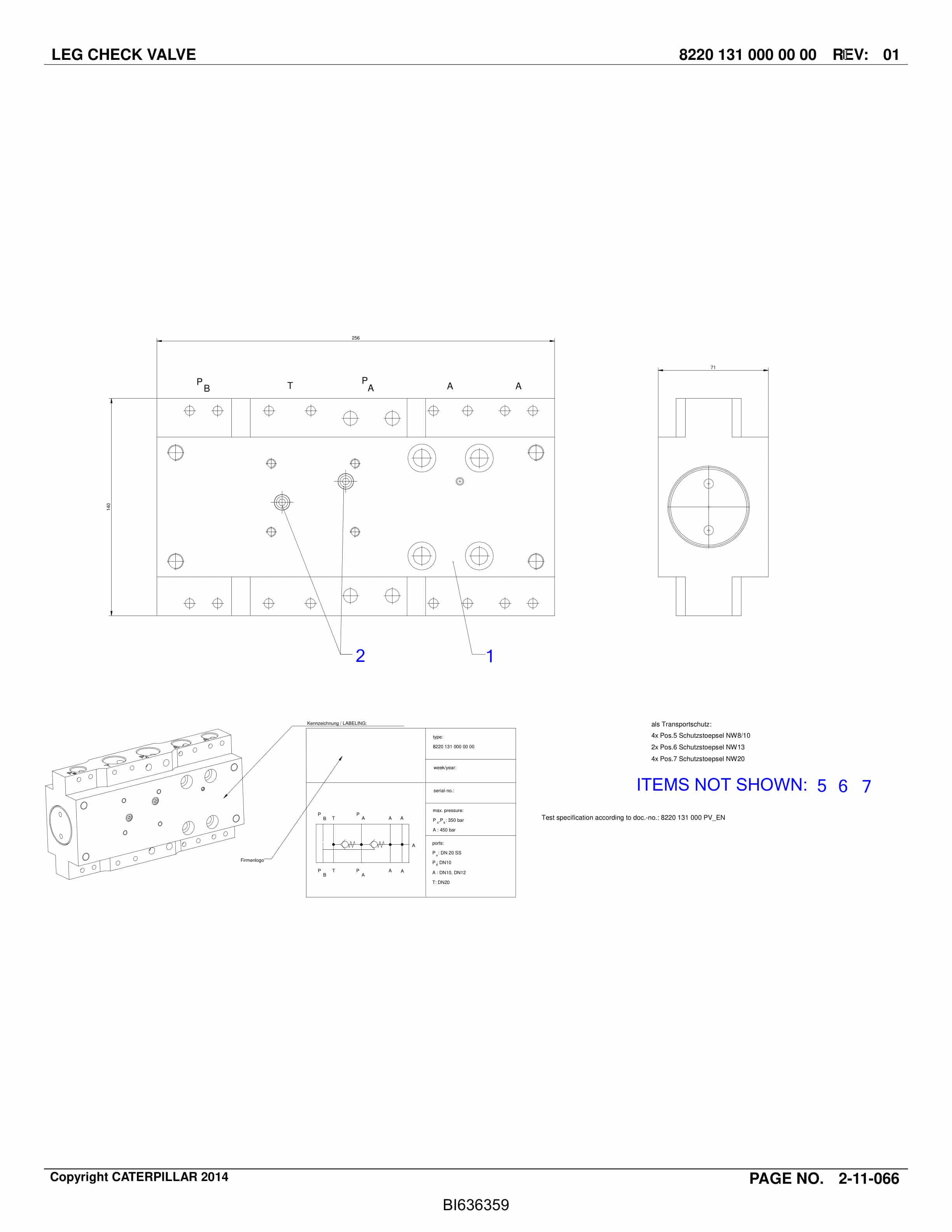 Caterpillar Roof Supports Parts Manual BI636359-4
