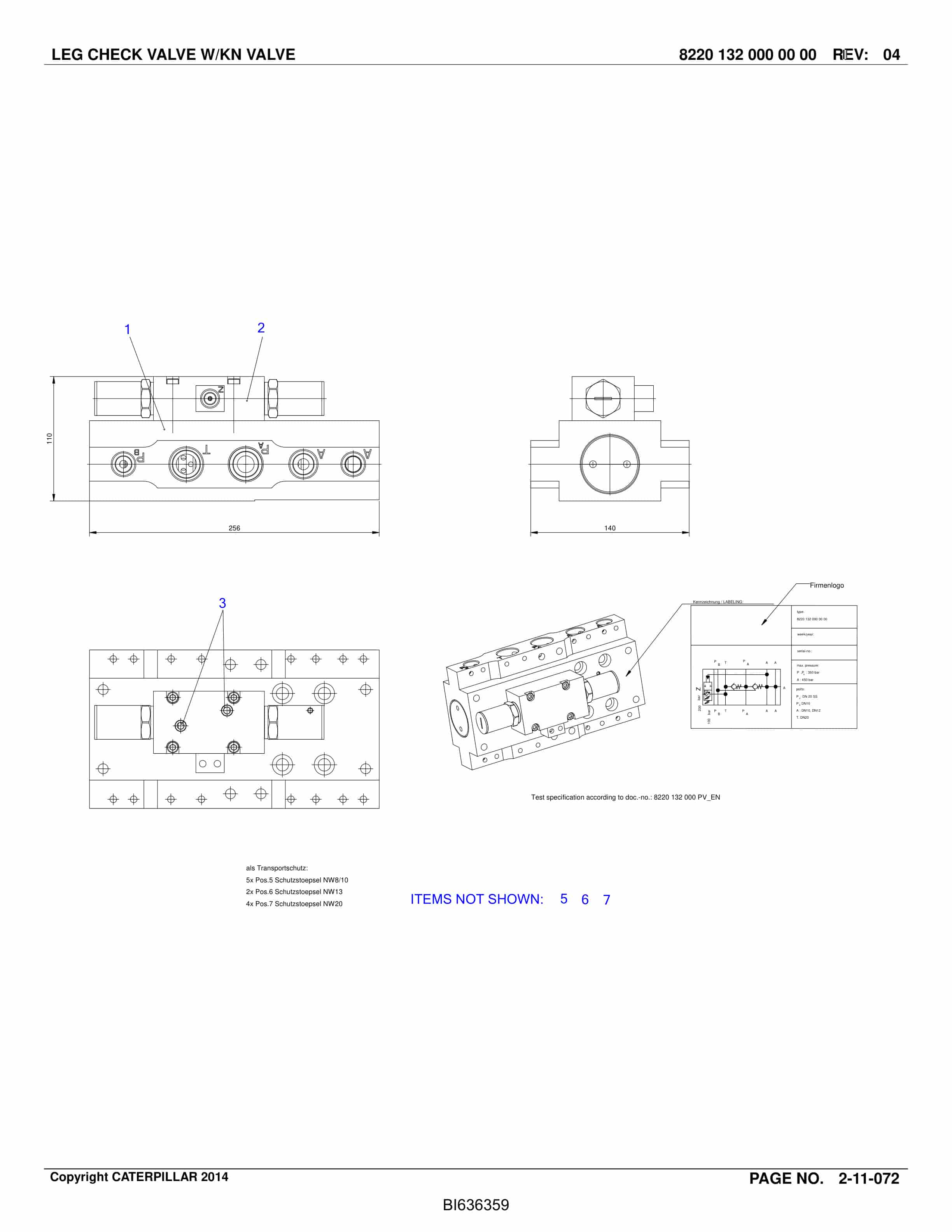 Caterpillar Roof Supports Parts Manual BI636359-5