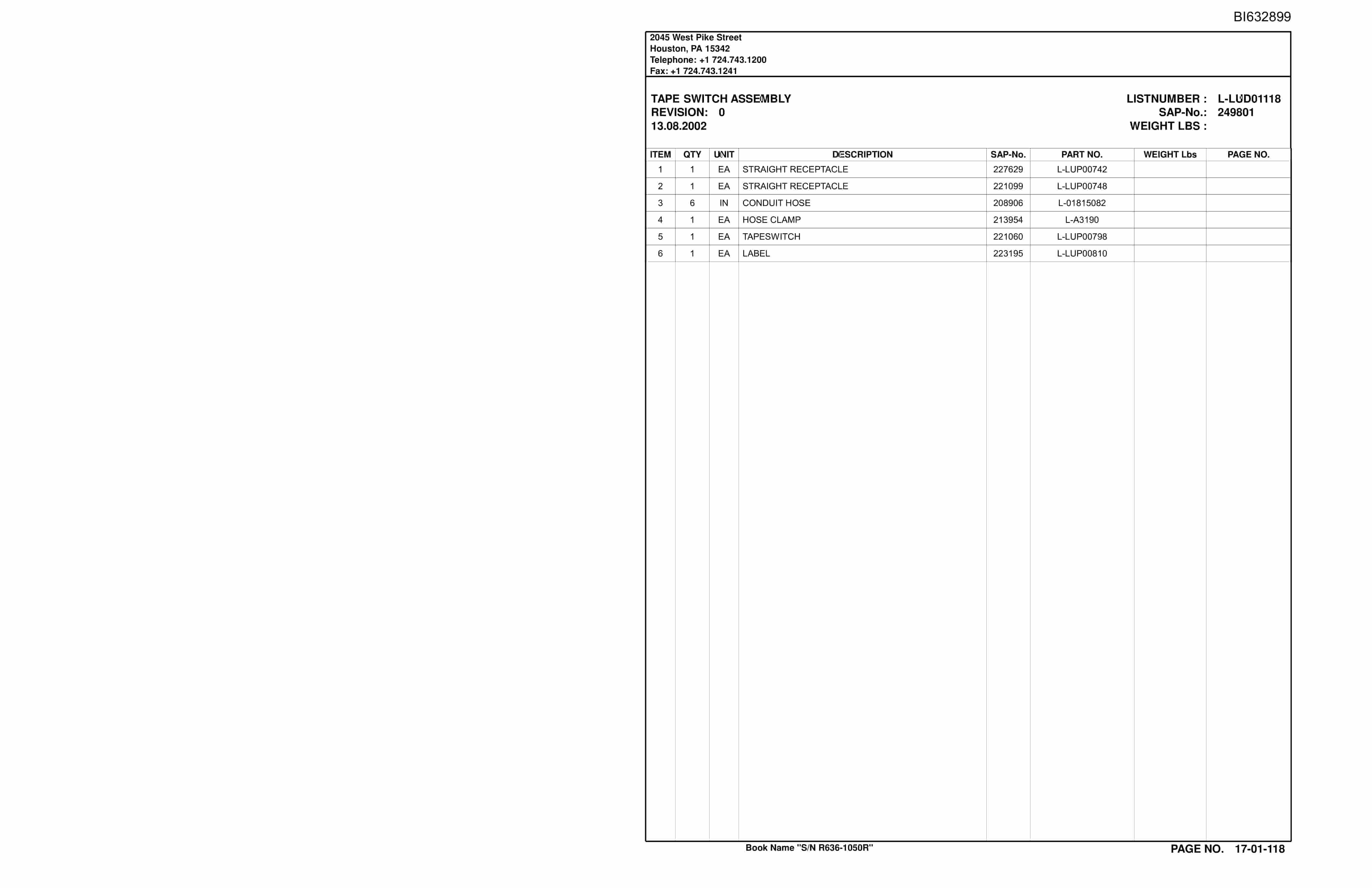 Caterpillar SH630 Roof Support Carrier Parts Manual BI632899 2 Caterpillar SH630 Roof Support Carrier Parts Manual BI632899 - Image 2