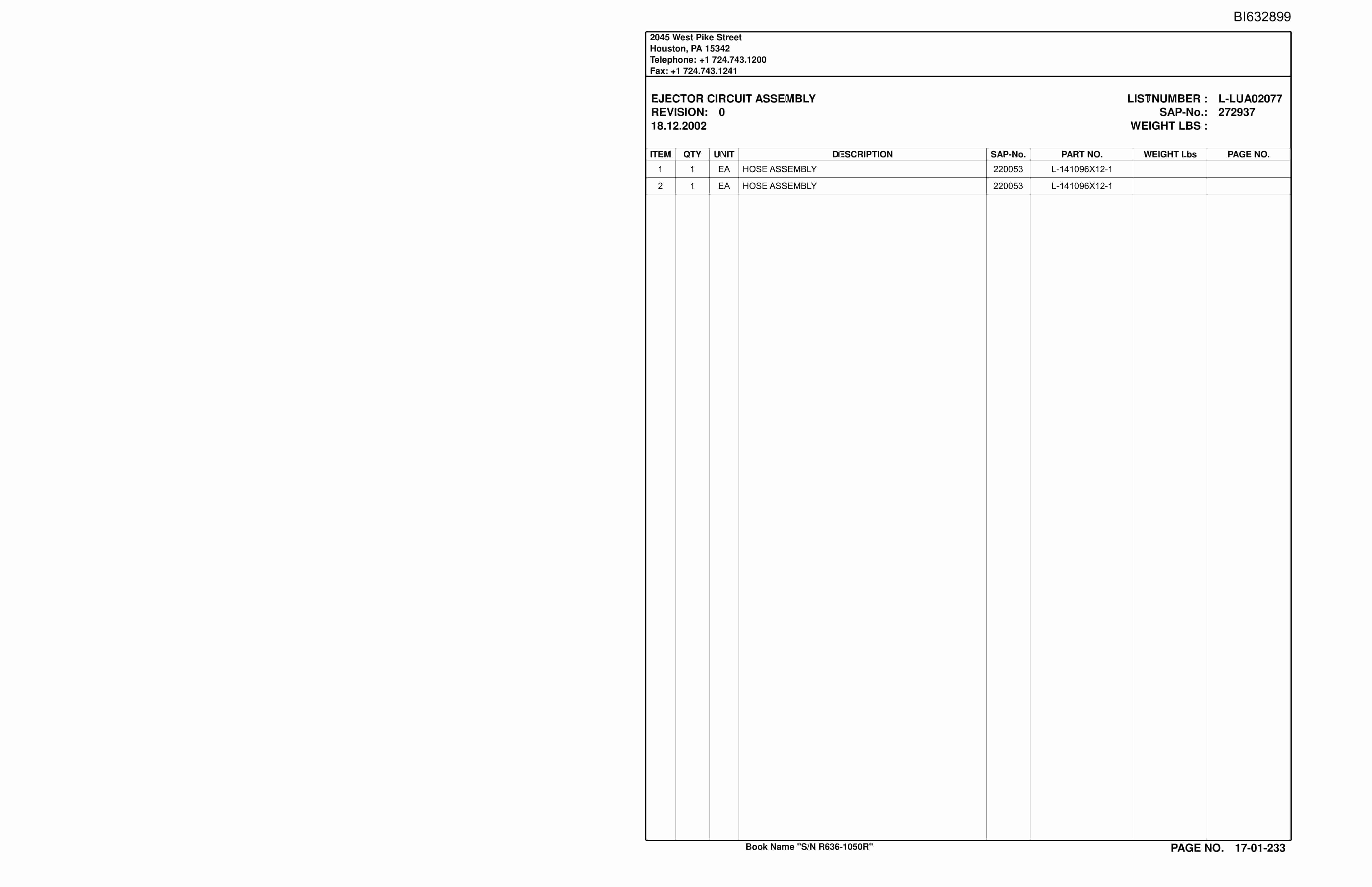 Caterpillar SH630 Roof Support Carrier Parts Manual BI632899 4 Caterpillar SH630 Roof Support Carrier Parts Manual BI632899 - Image 4