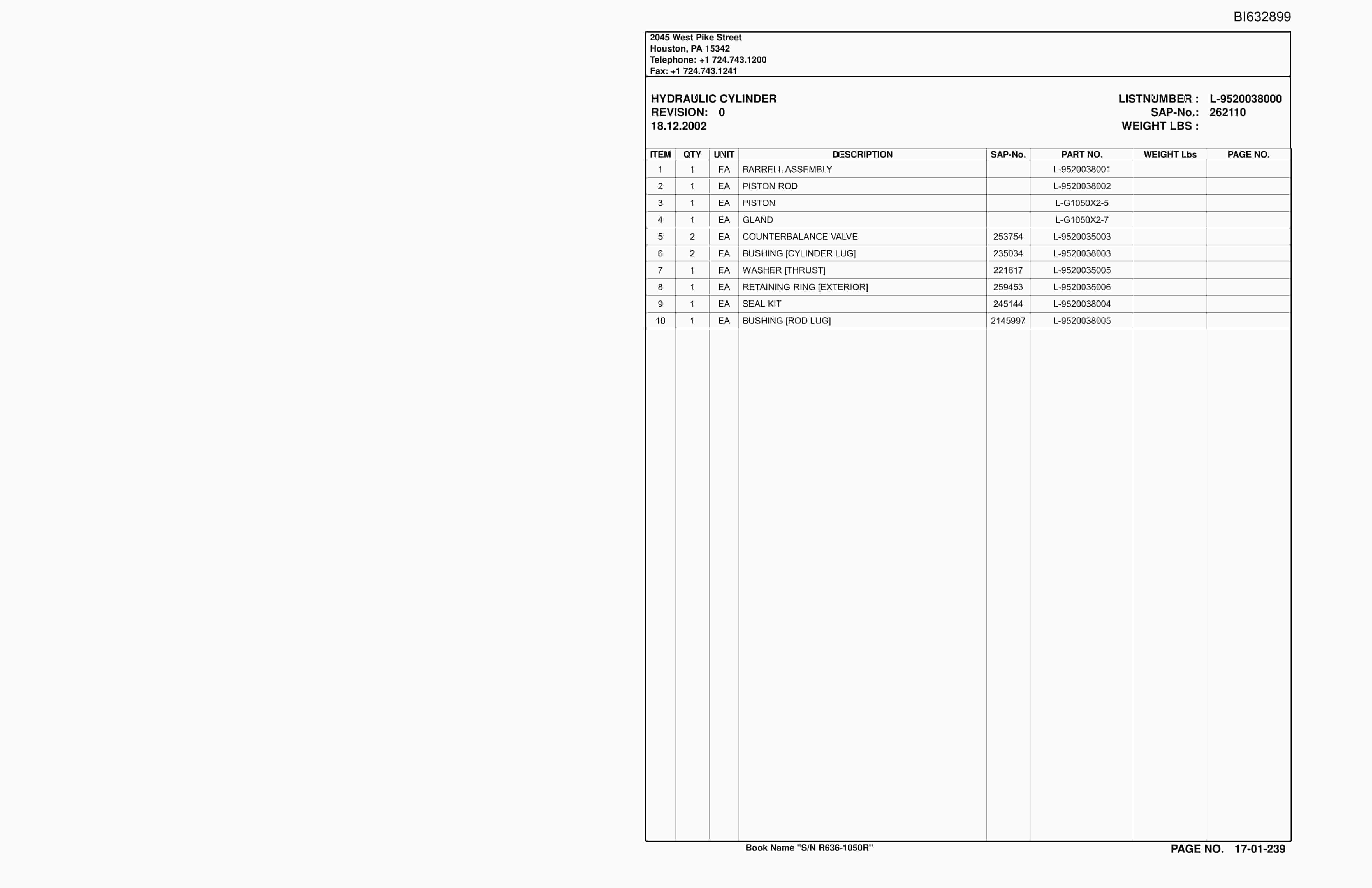 Caterpillar SH630 Roof Support Carrier Parts Manual BI632899 5 Caterpillar SH630 Roof Support Carrier Parts Manual BI632899 - Image 5