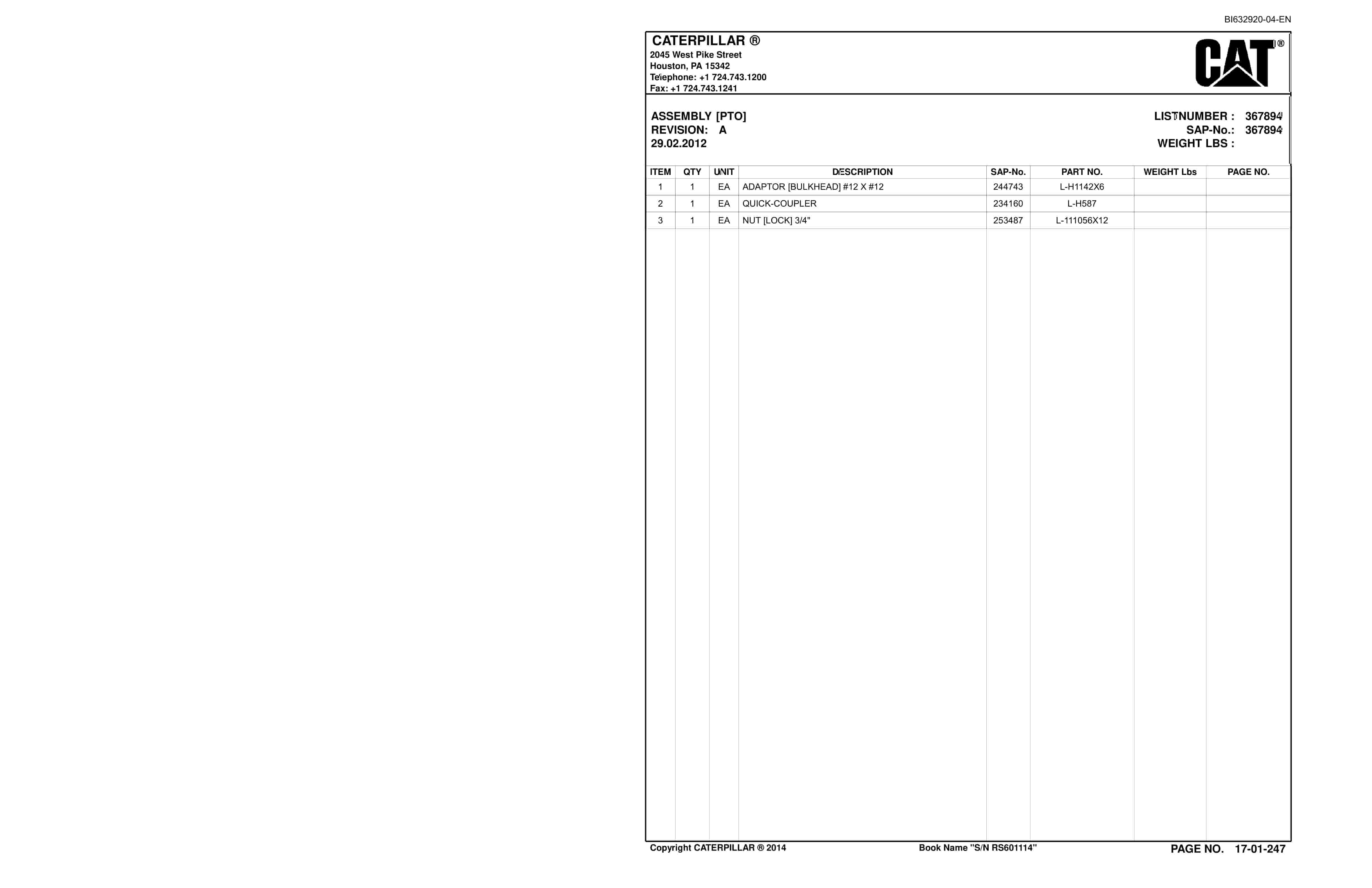 Caterpillar SH650 AC Parts And Service Manual BI632920-04 4 Caterpillar SH650 AC Parts And Service Manual BI632920-04 - Image 4