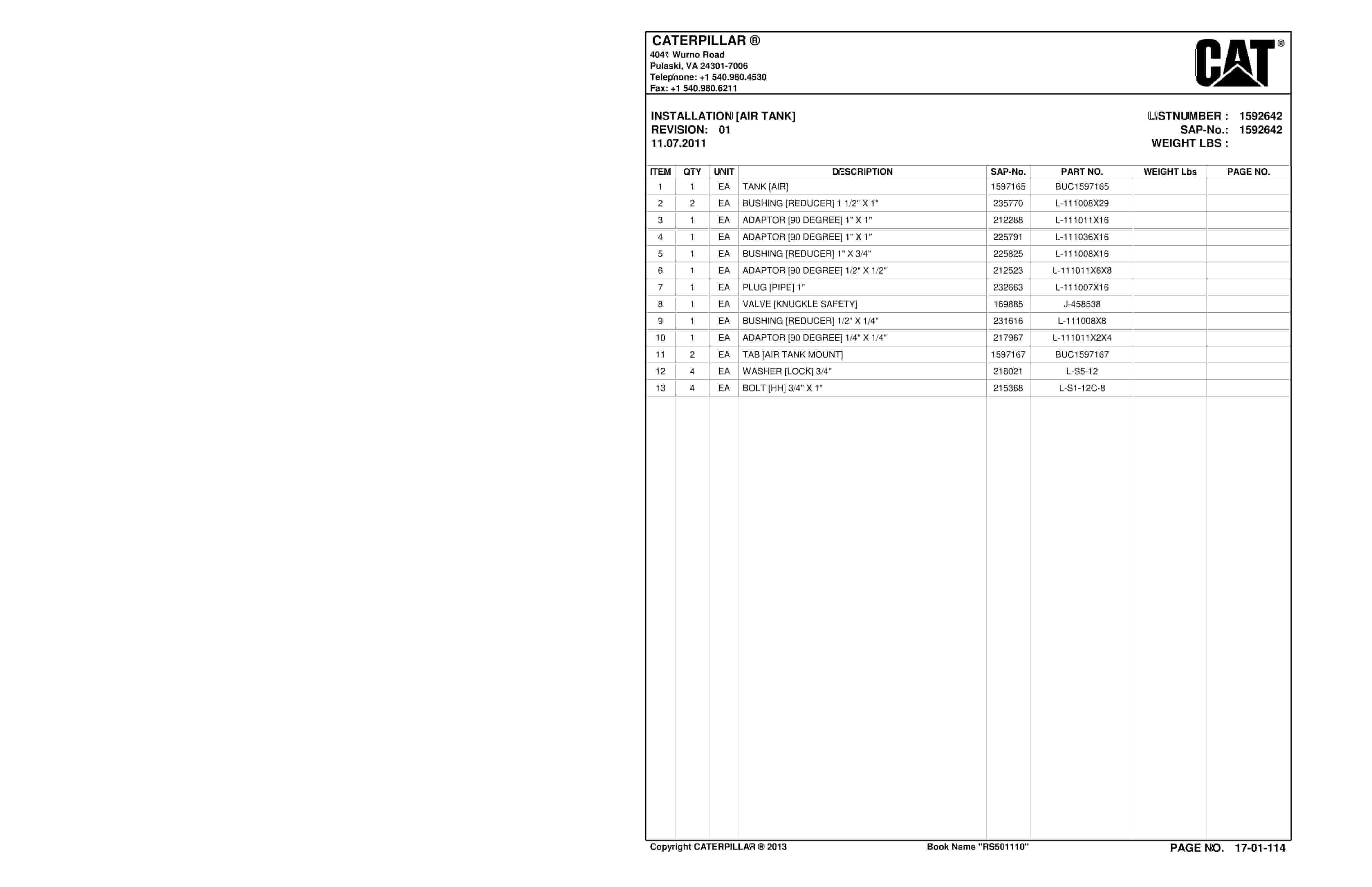 Caterpillar SH650 D Roof Support Carrier Parts And Service Manual BI632508-2