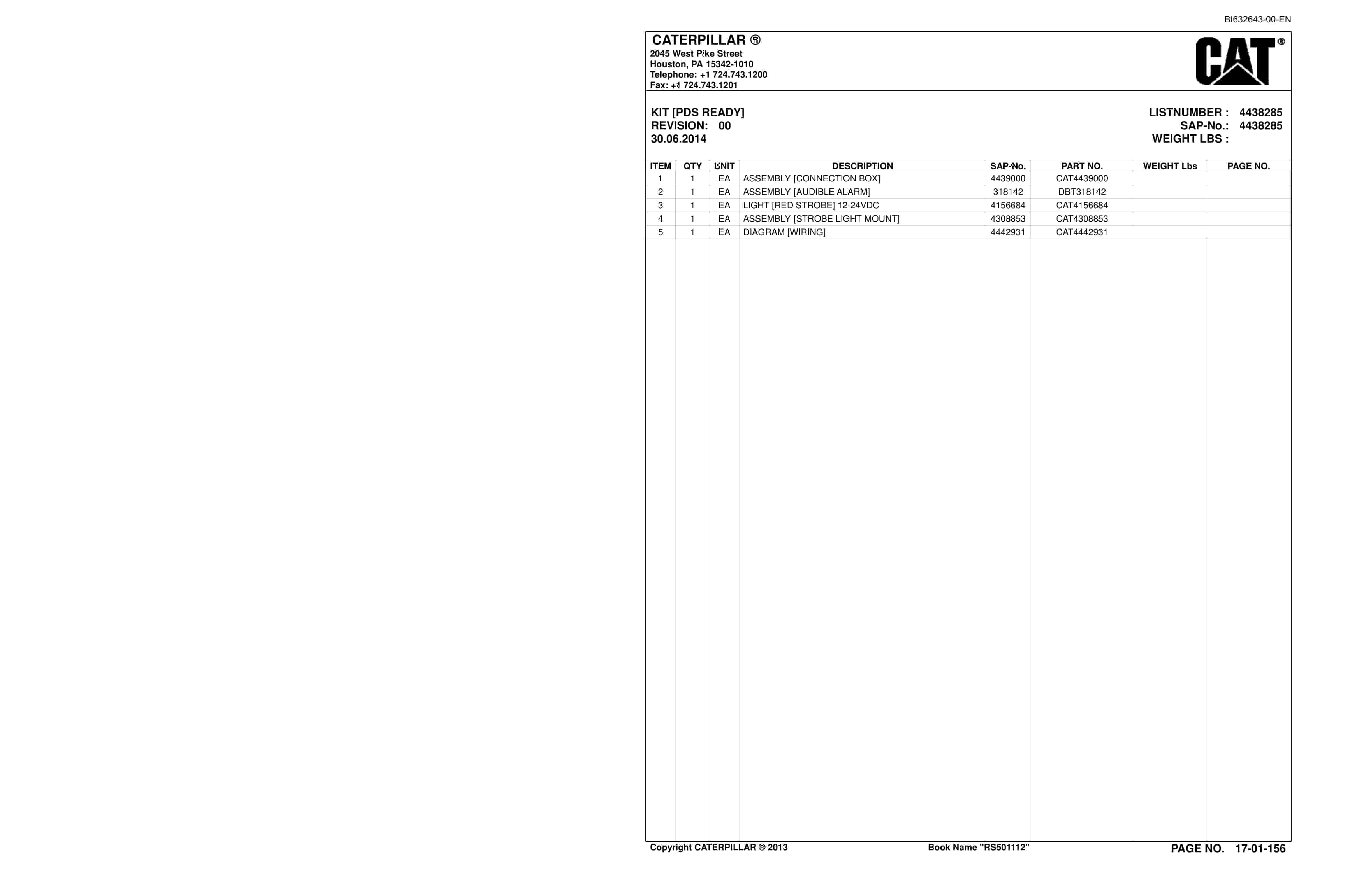 Caterpillar SH650 D Roof Support Carrier Parts And Service Manual BI632643-2