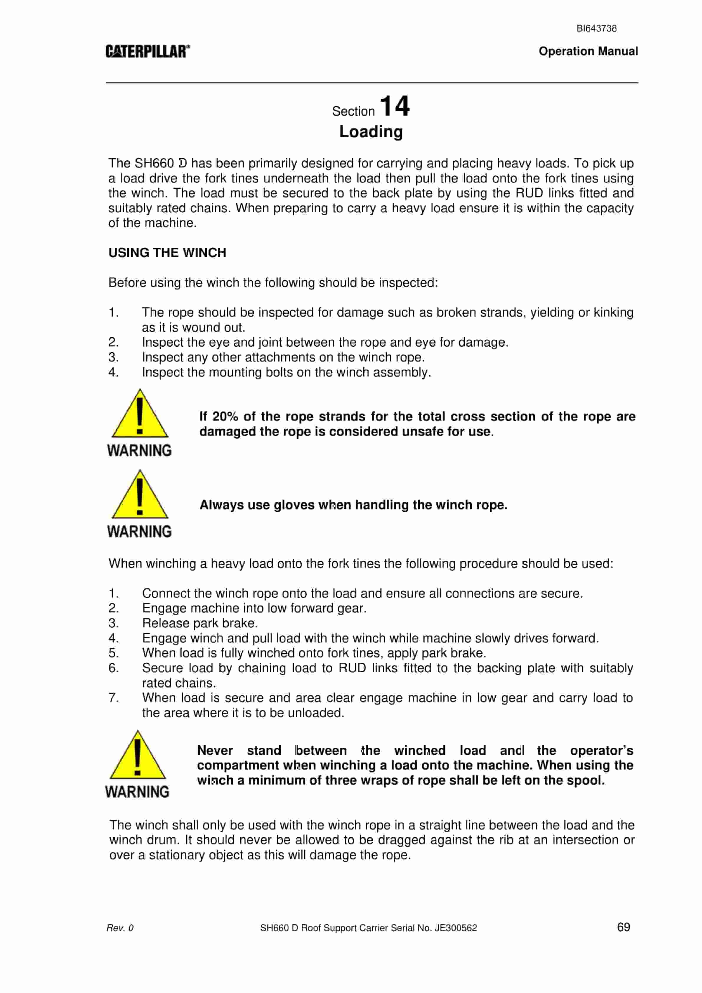 Caterpillar SH660 D Roof Support Carrier Operation Manual BI643738 5 Caterpillar SH660 D Roof Support Carrier Operation Manual BI643738 - Image 5