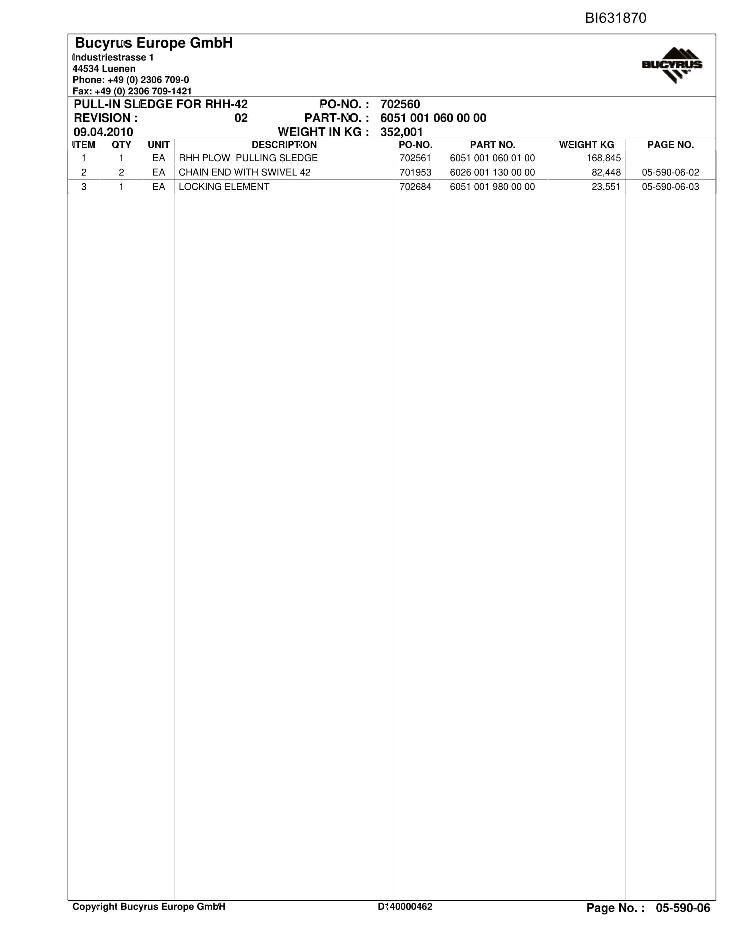 Caterpillar SHANXI LILIU RHH Plow System Parts Manual BI631870-4