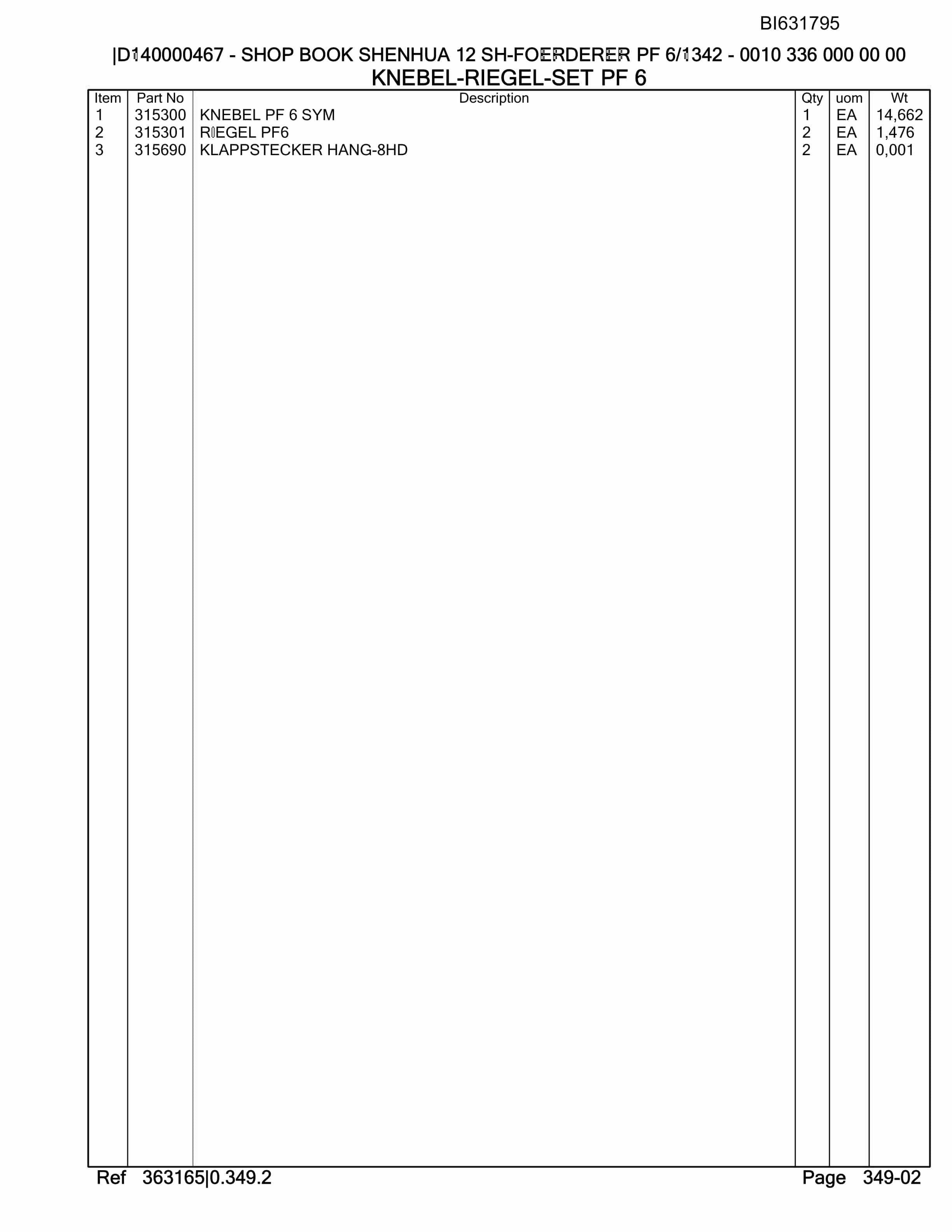 Caterpillar Shenhua 12 SH-Foerdered PF 6-1342 Parts Manual BI631795-5