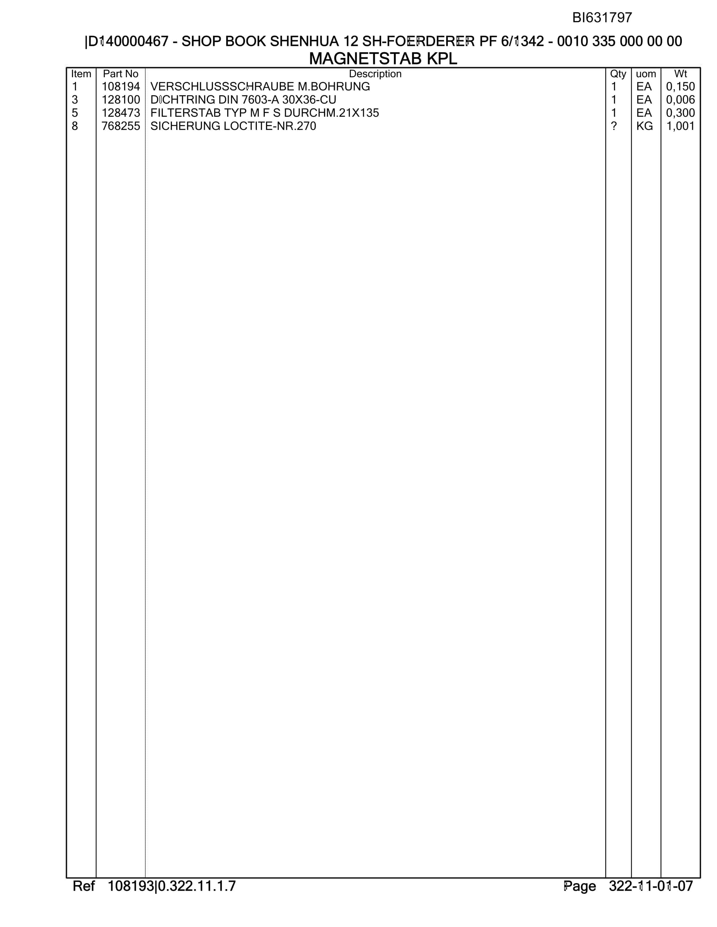 Caterpillar Shenhua 12 SH-Foerdered PF 6-1342 Parts Manual BI631797-4
