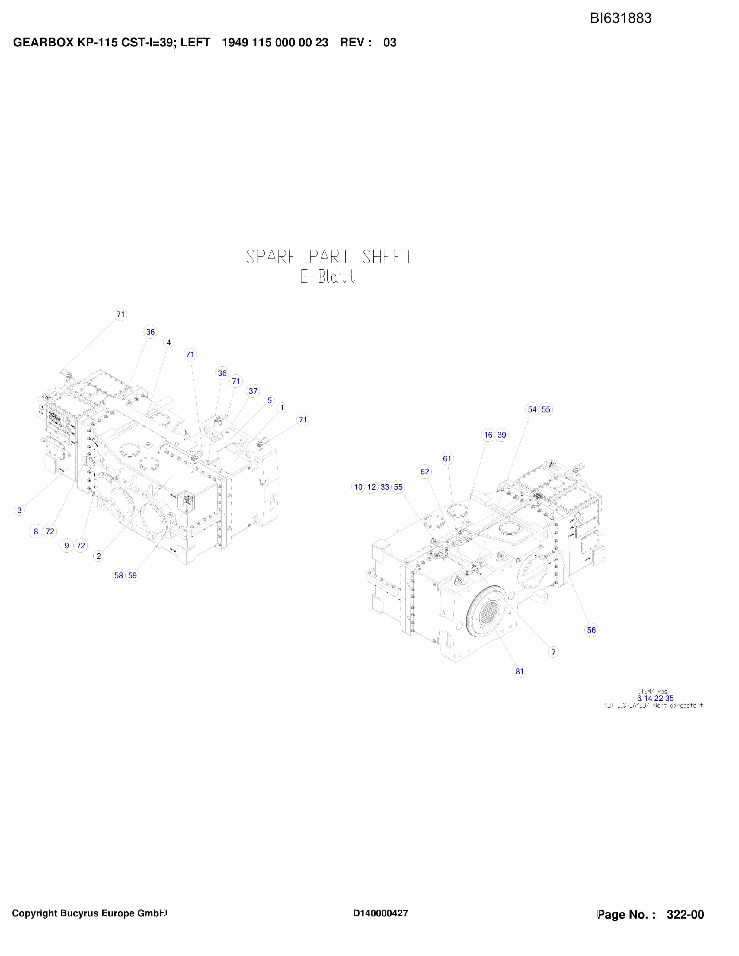 Caterpillar SHENHUA AFC 13, SH-AFC PF 6H-1542 Parts Manual BI631883-5