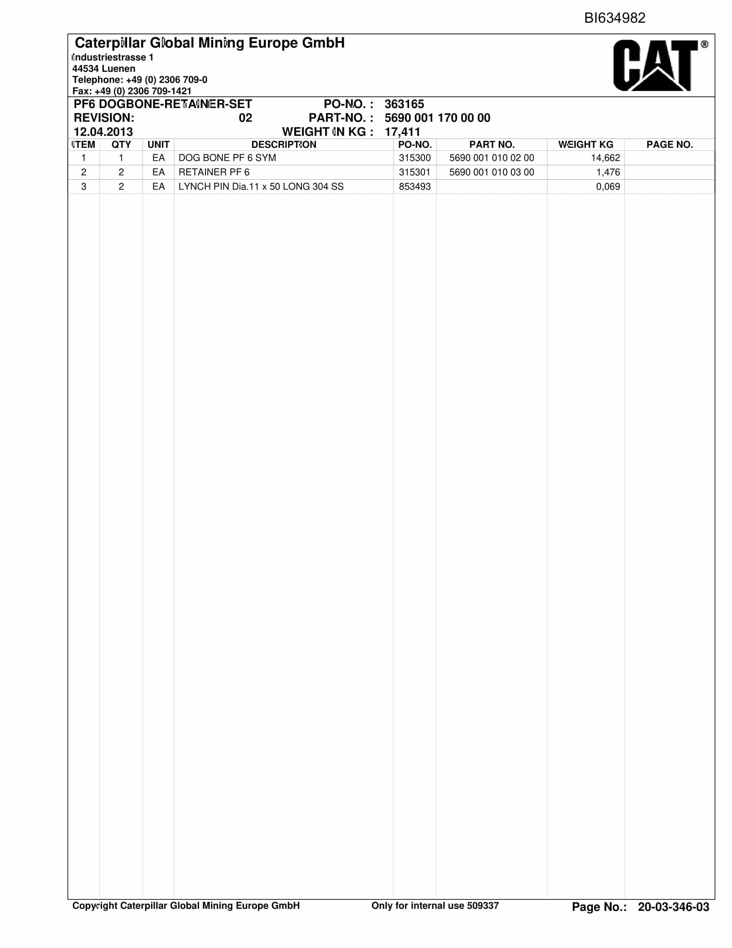 Caterpillar SHENHUA AFC 16, Shearer System Parts Manual BI634982-2