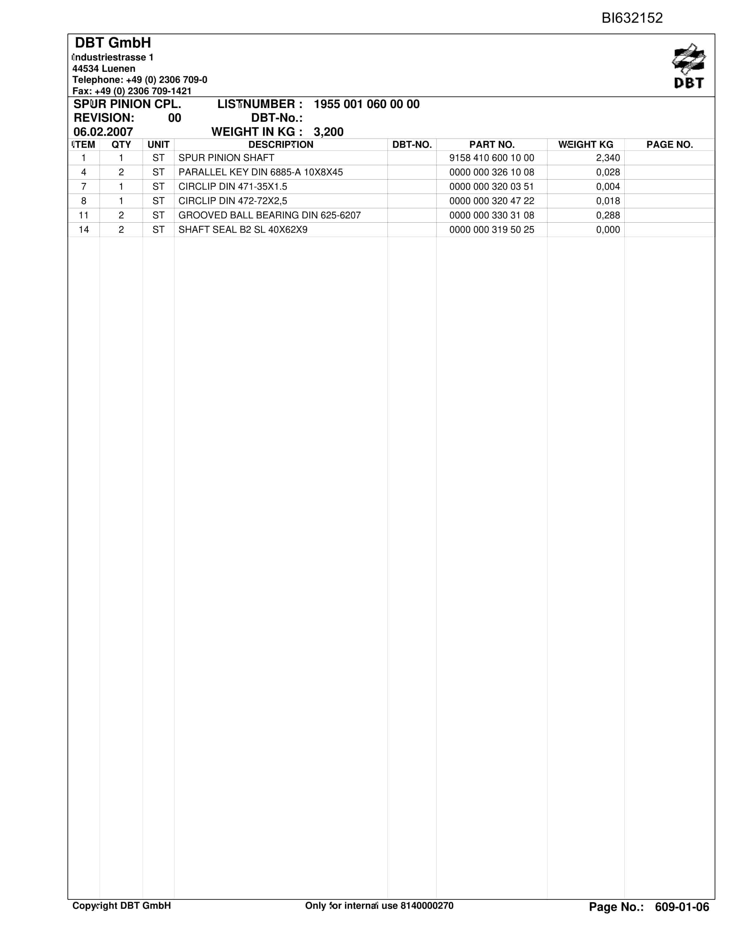 Caterpillar SHENHUA AFC 7 BSL PF 6-1742 Parts Manual BI632152-2