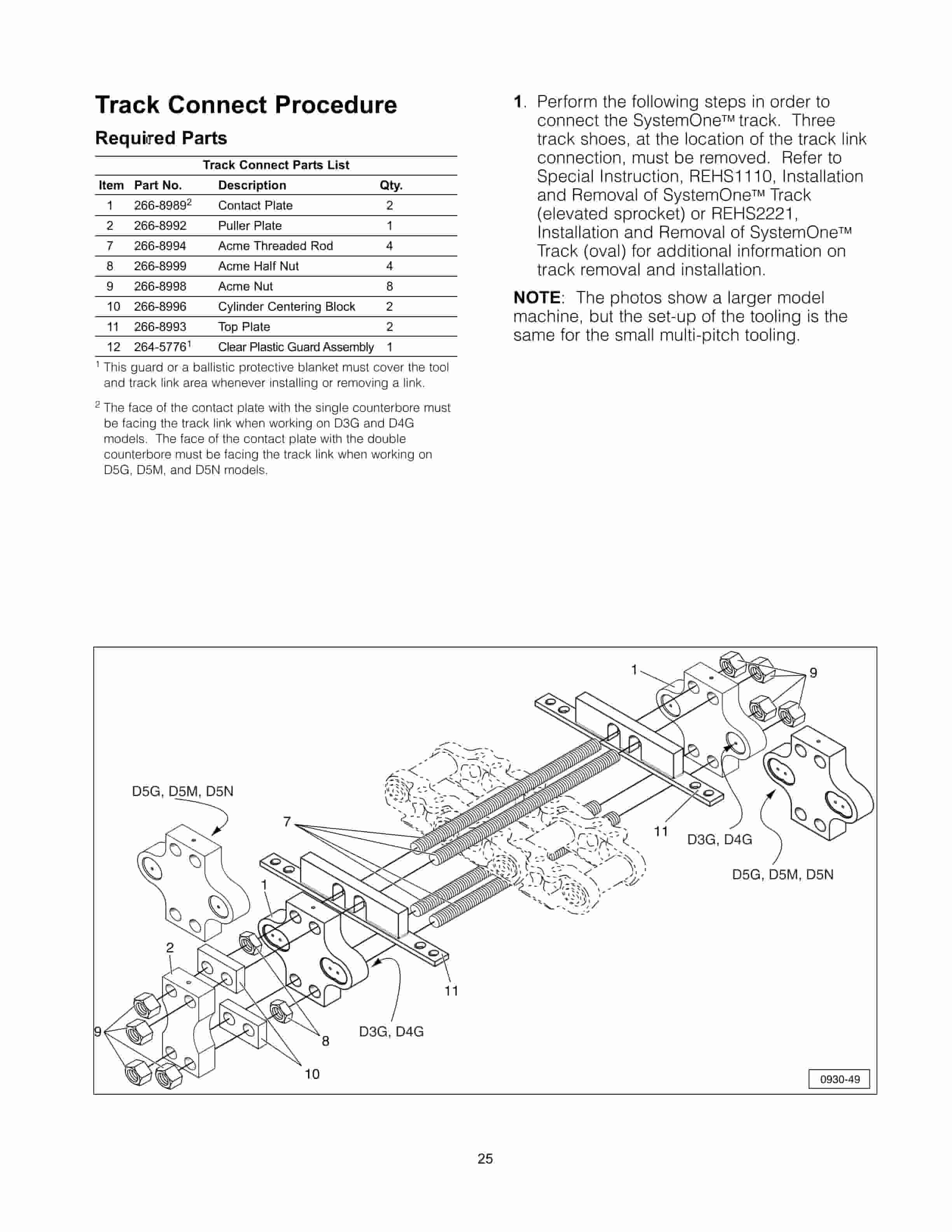 Caterpillar Small Multi-Pitch SystemOne Track Press Tool Tool Operating Manual NEHS0930-3