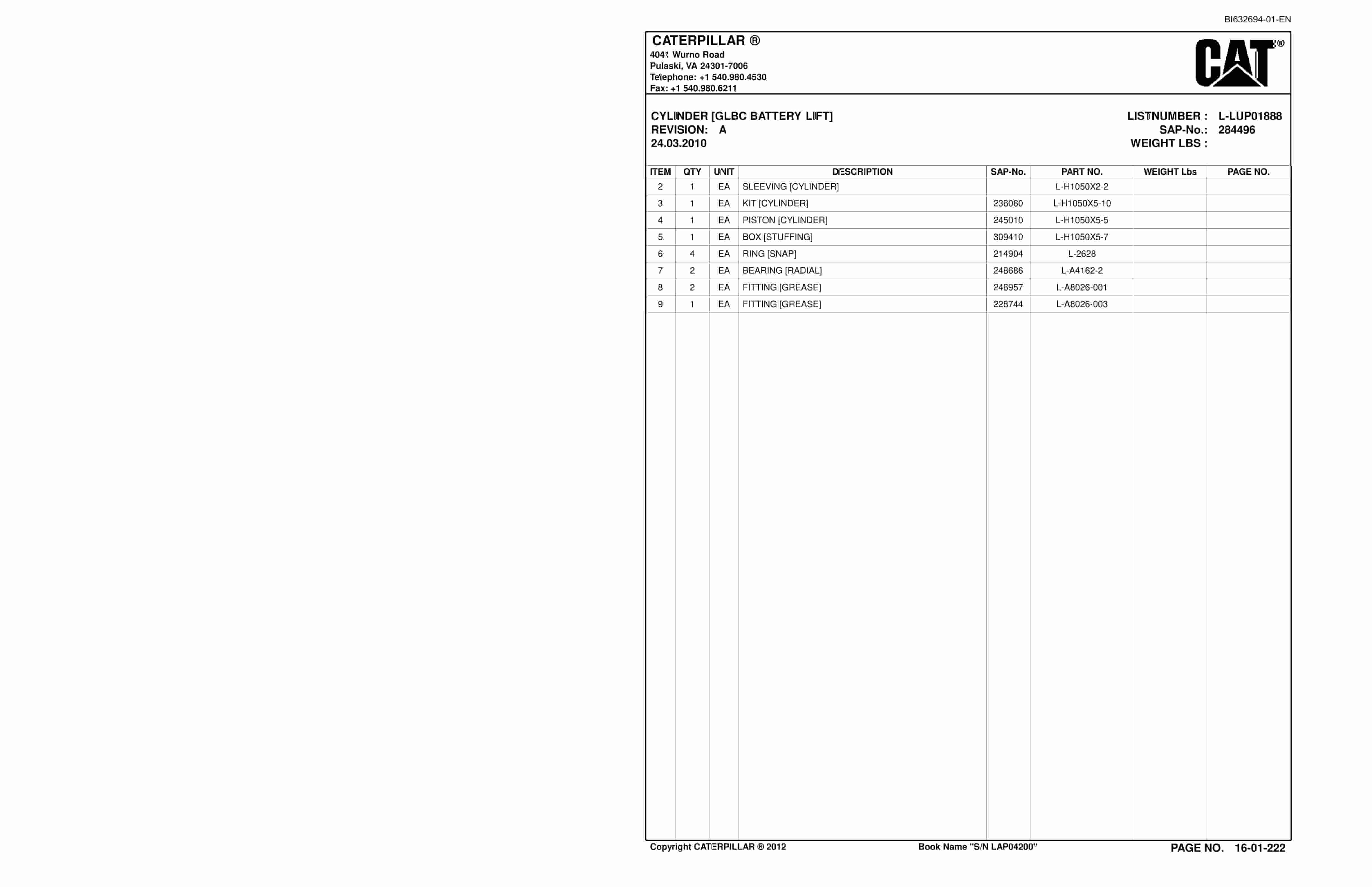 Caterpillar SU482 Scoop Parts And Service Manual BI632694-01 4 Caterpillar SU482 Scoop Parts And Service Manual BI632694-01 - Image 4
