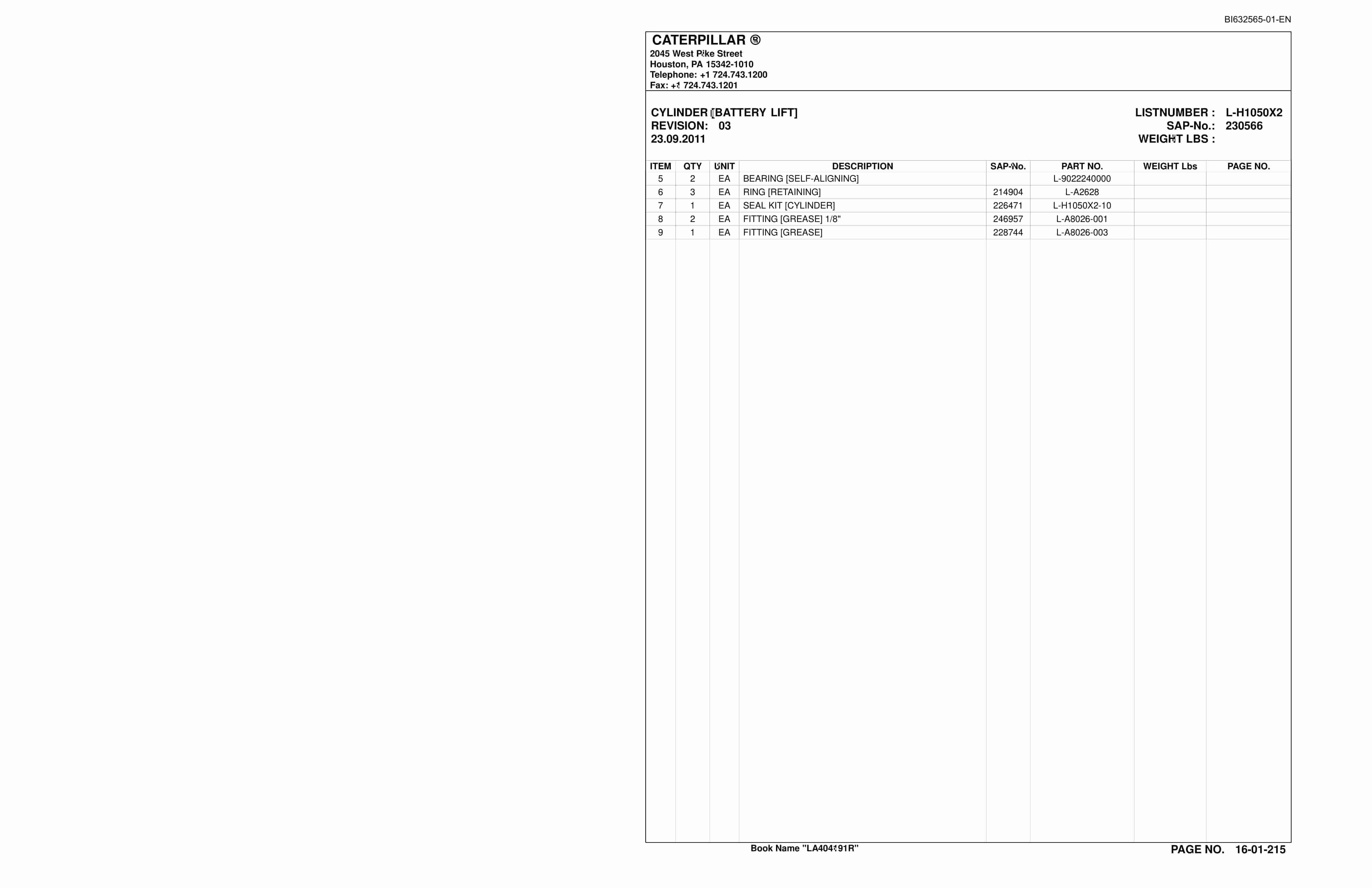 Caterpillar SU488 DM UN-A-TRAC Parts And Service Manual BI632565-01-4