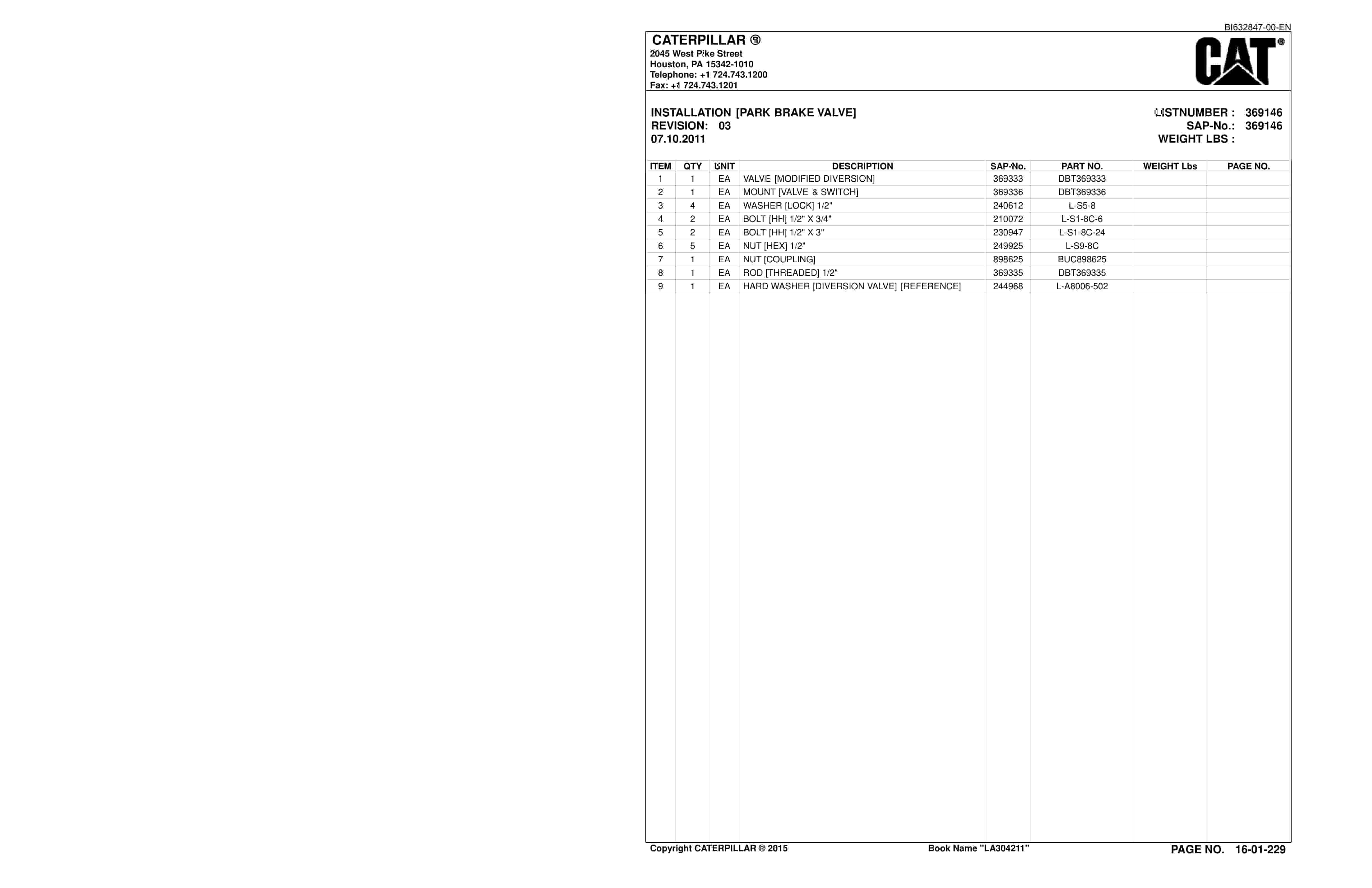 Caterpillar SU488 DN Scoop Parts And Service Manual BI632847-5